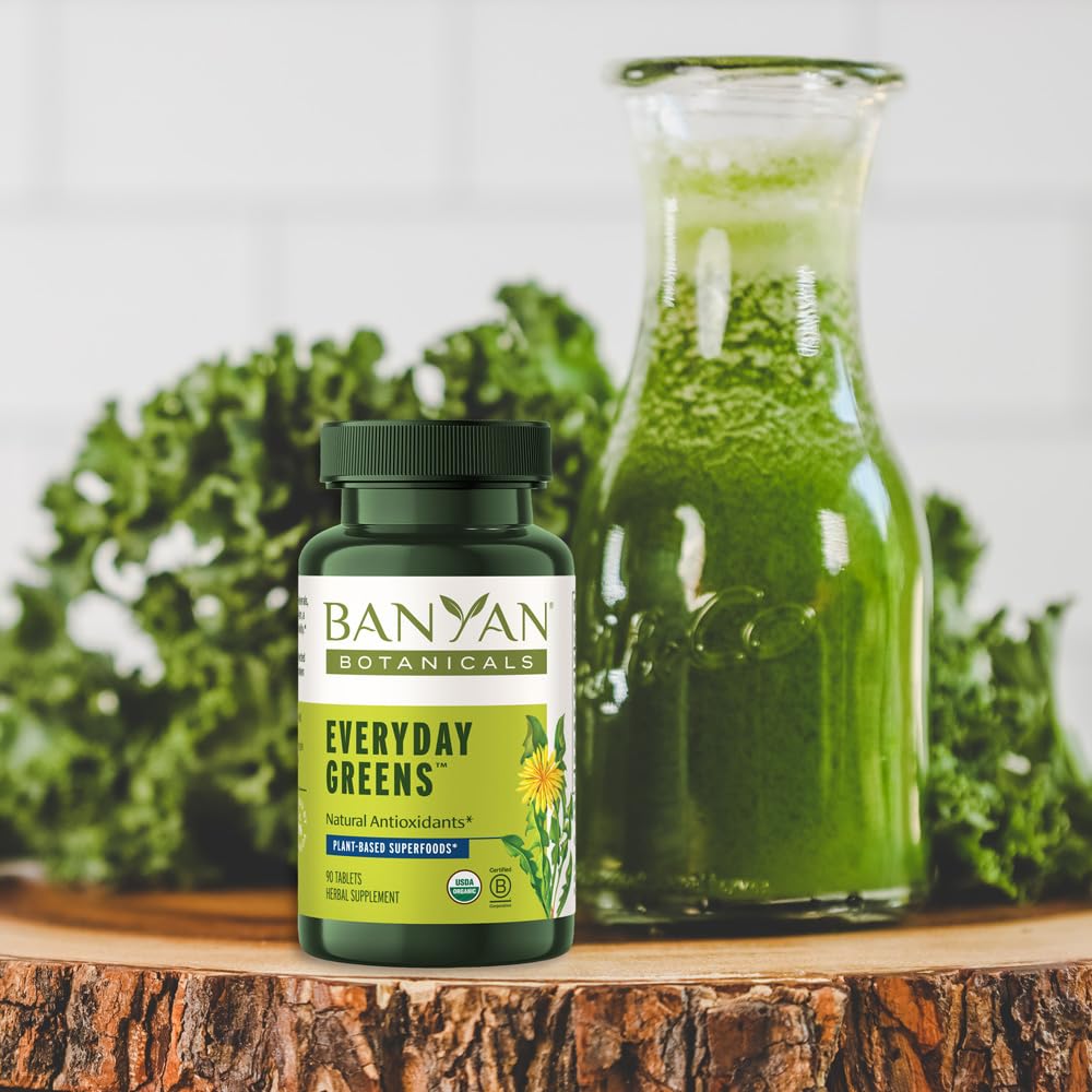 Banyan Botanicals Everyday Greens Organic Superfood Tablets side view