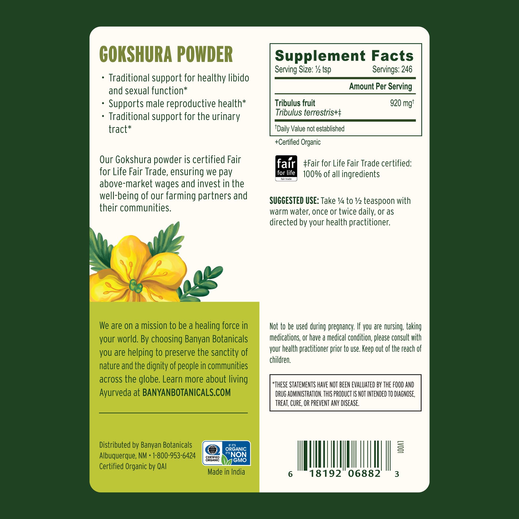 Banyan Botanicals Gokshura Fruit Powder with honey