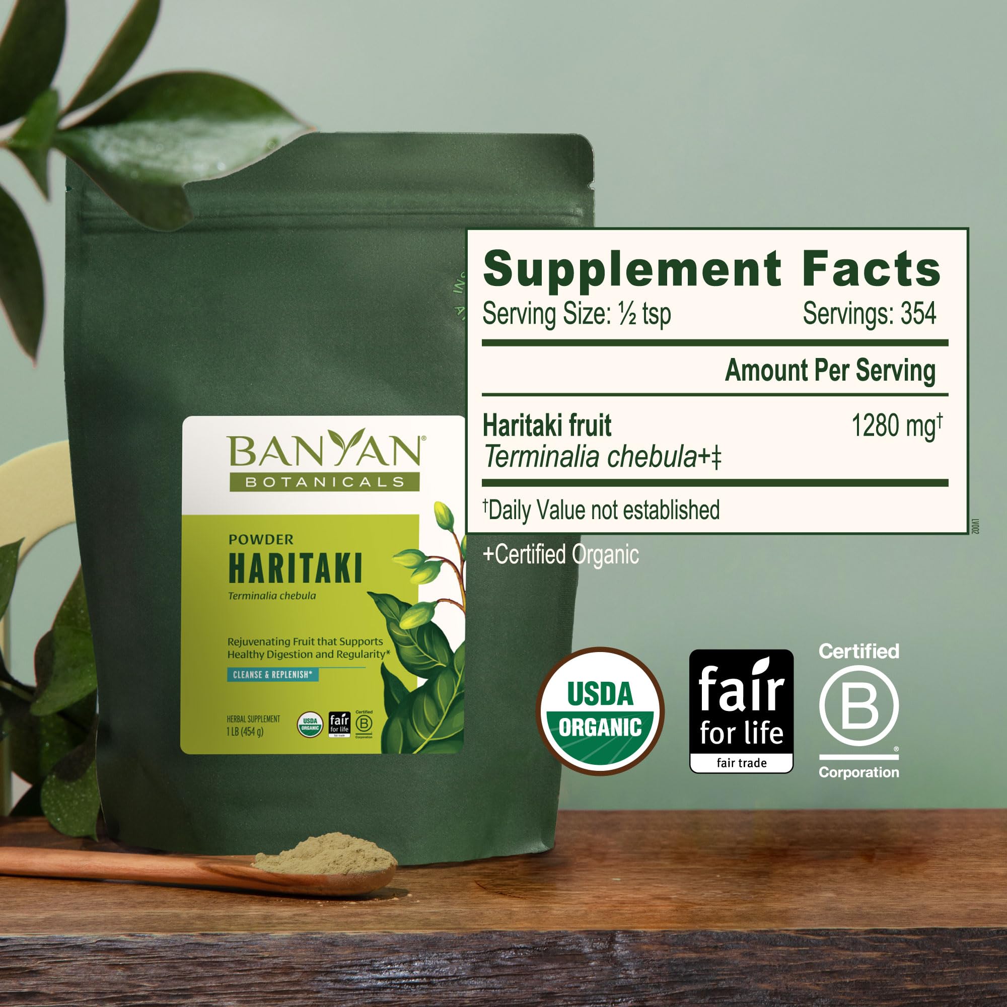 Banyan Botanicals Haritaki Churna 454g serving suggestion