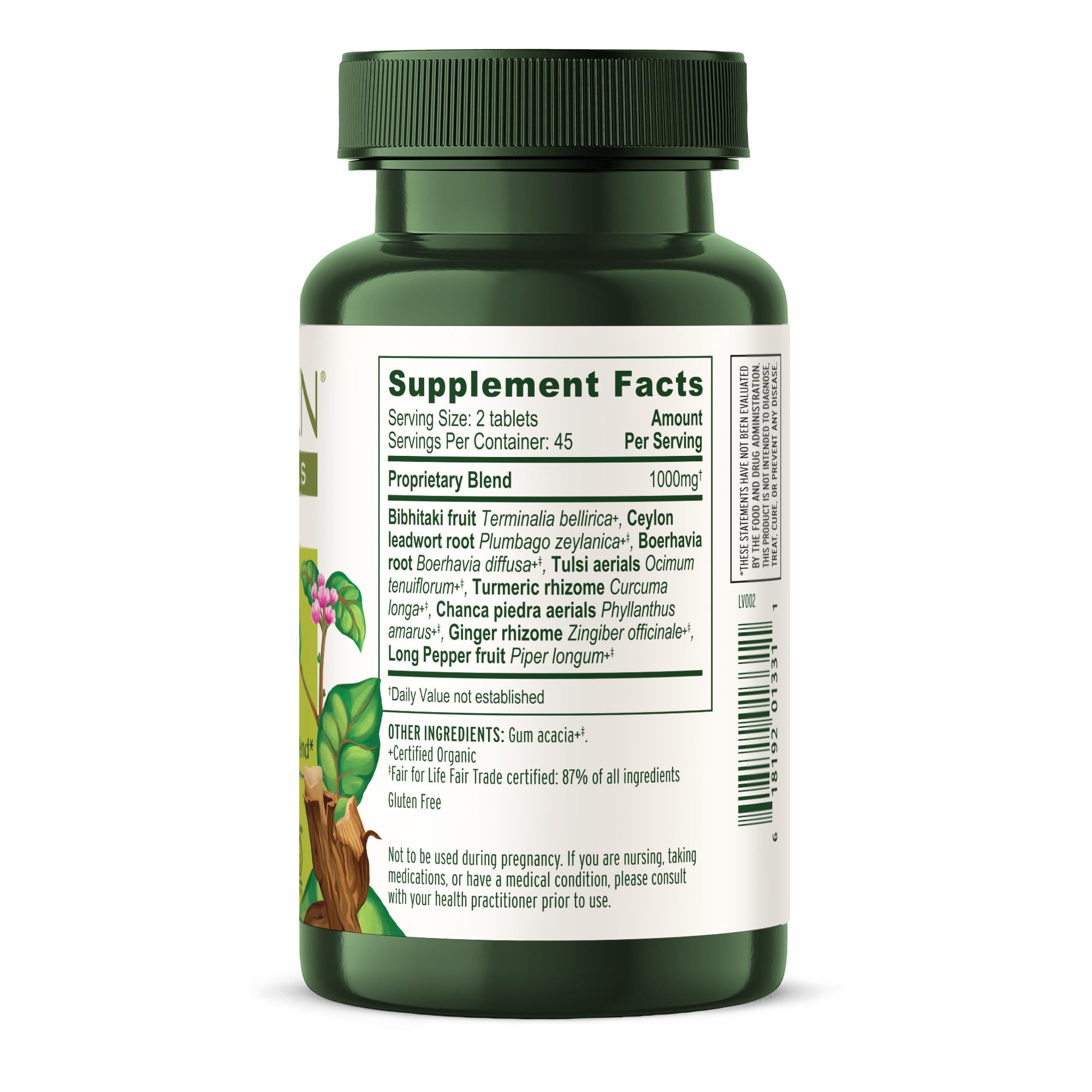 Banyan Botanicals Healthy Kapha supplement tablet in hand