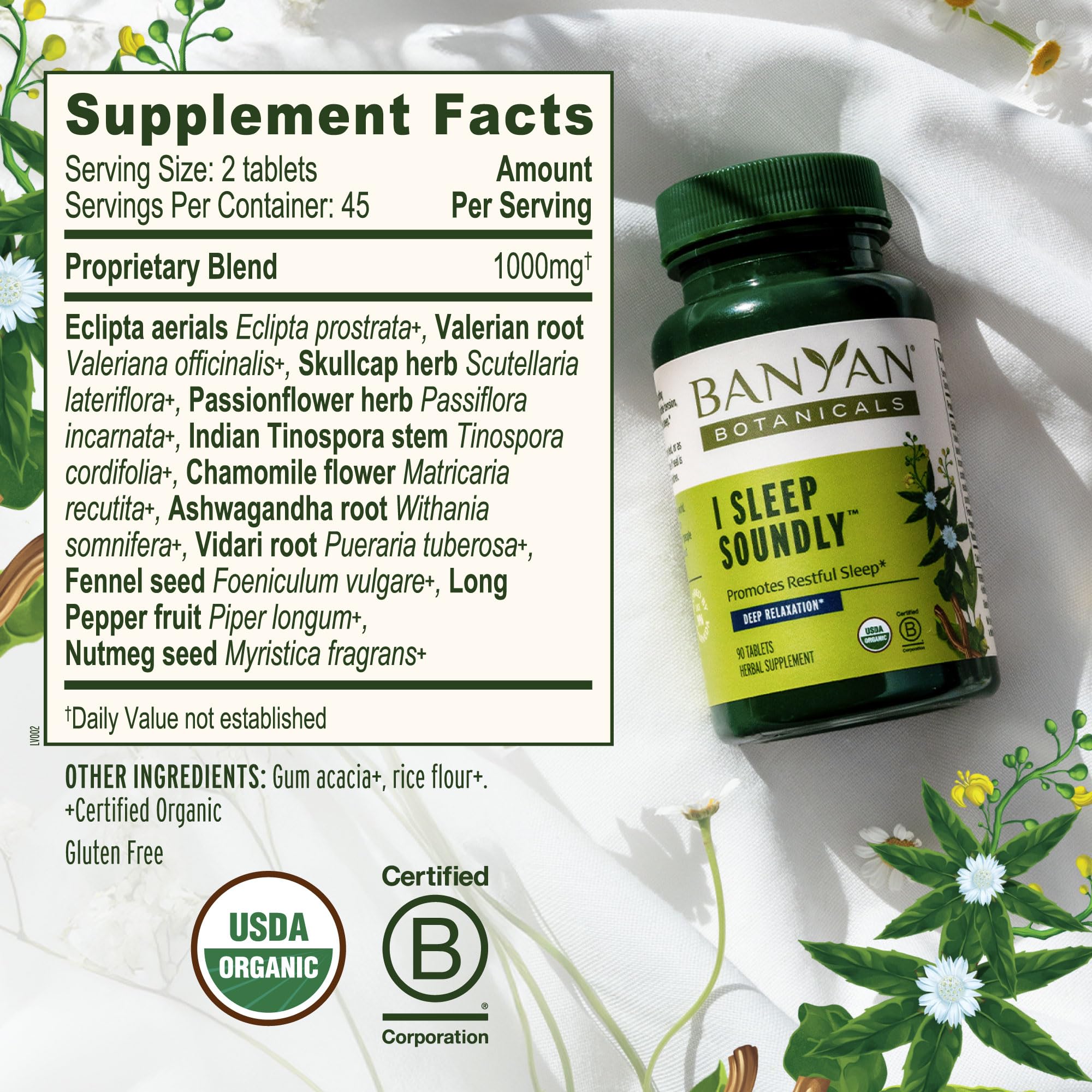 Banyan Botanicals I Sleep Soundly Sleep Supplement ingredients list