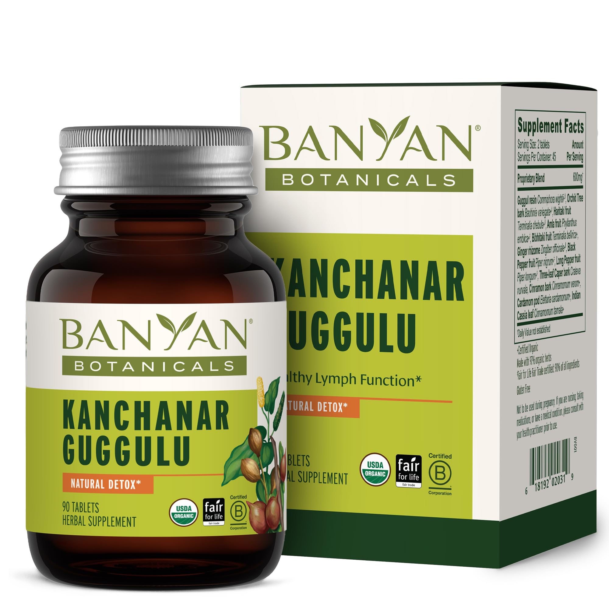 Banyan Botanicals Kanchanar Guggulu 300mg Tablets front view