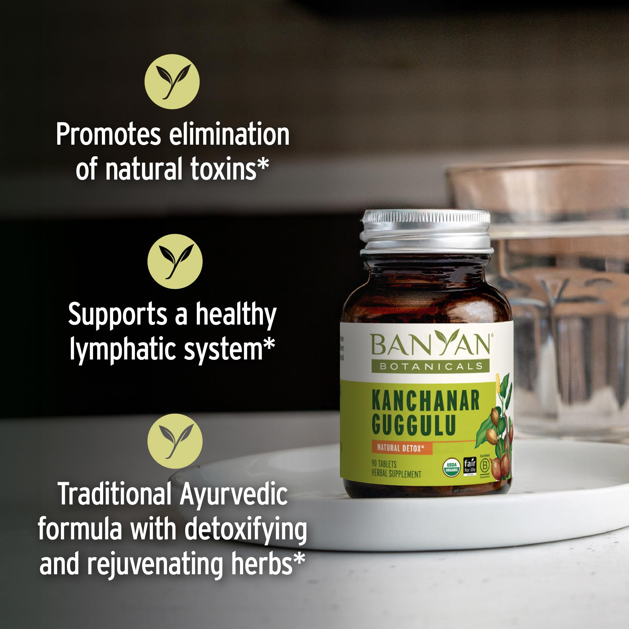 Banyan Botanicals Kanchanar Guggulu 300mg Tablets side view