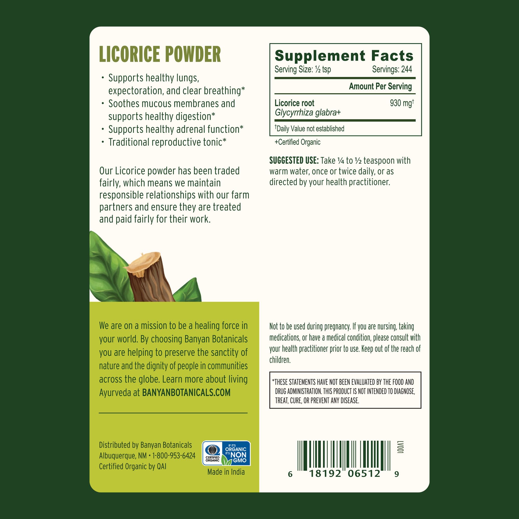 Banyan Botanicals Licorice Root Powder close-up of powder texture