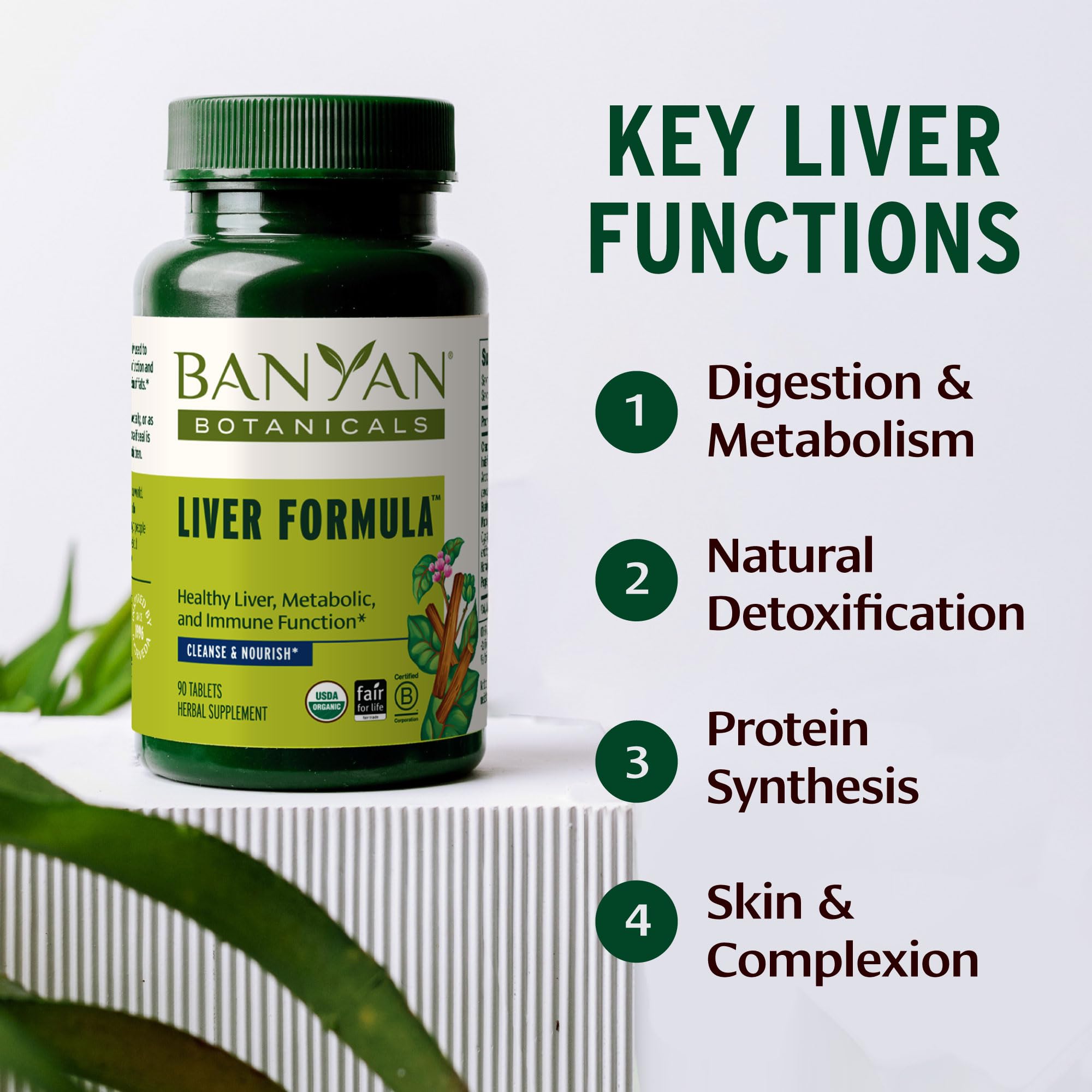 Banyan Botanicals Liver Formula 500mg tablets side view