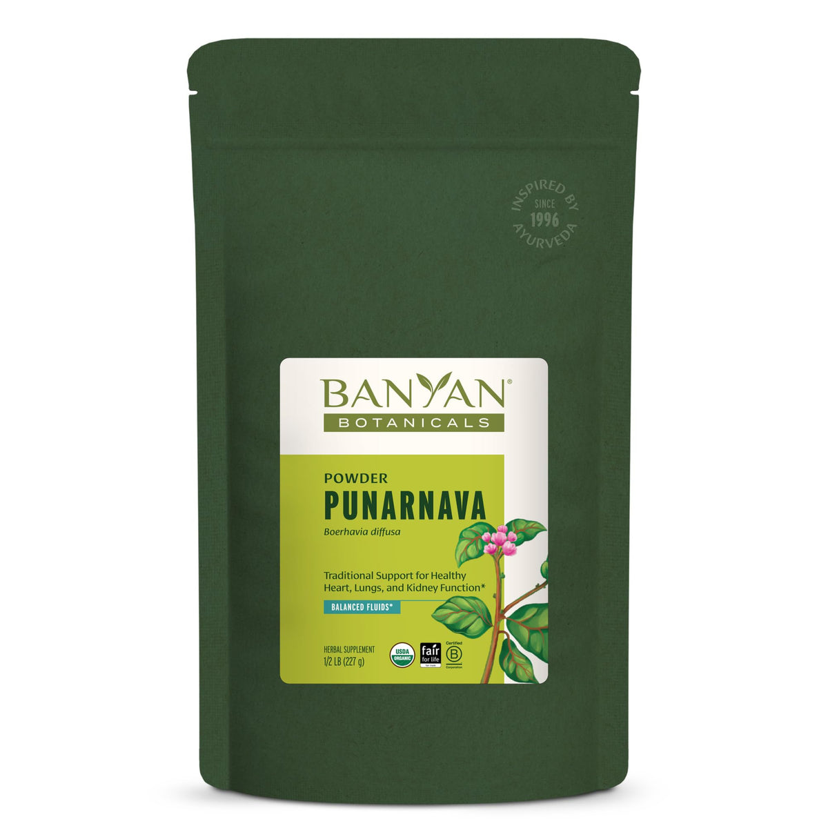 Banyan Botanicals Punarnava Powder 227g front view packaging