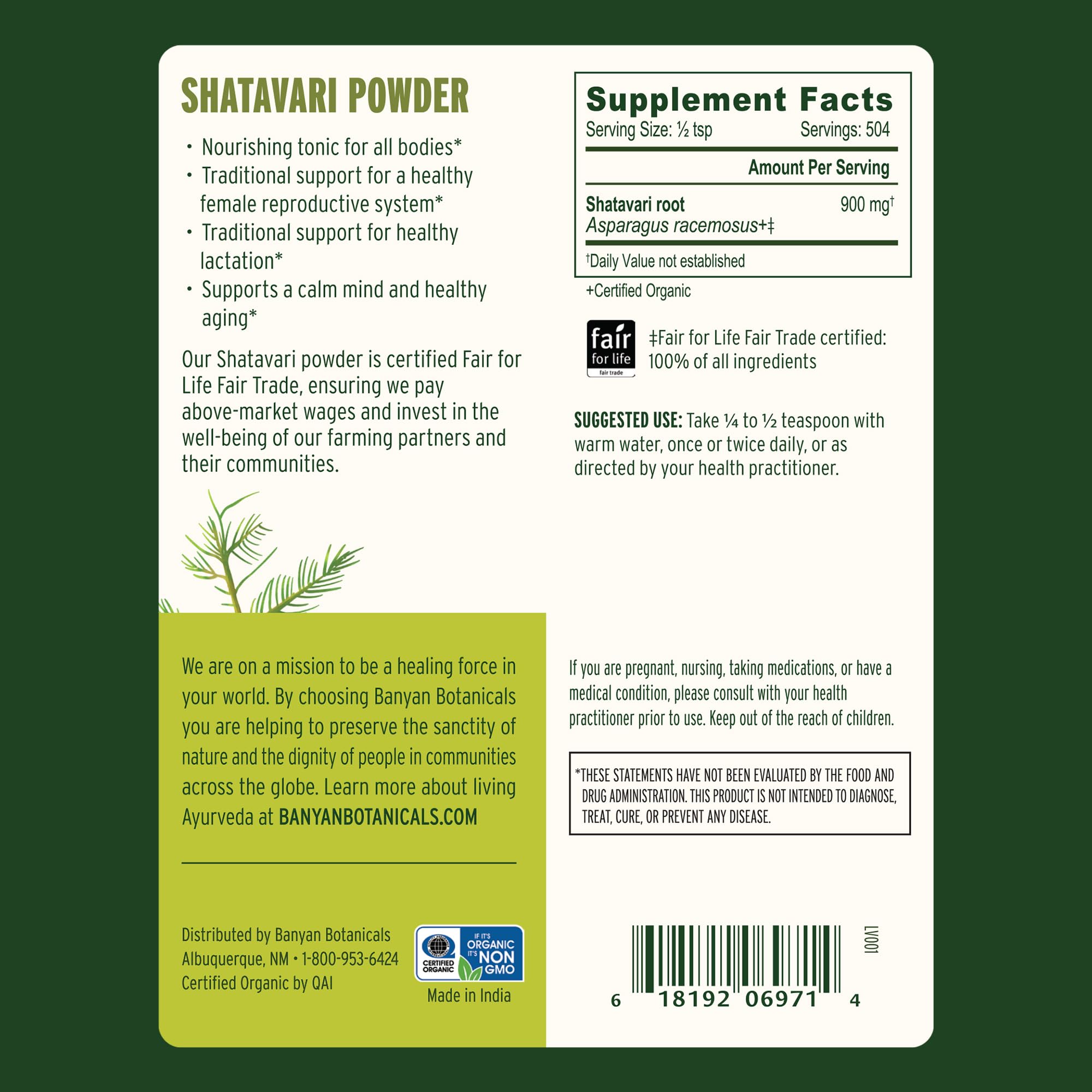 Banyan Botanicals Shatavari Root Powder in a bowl