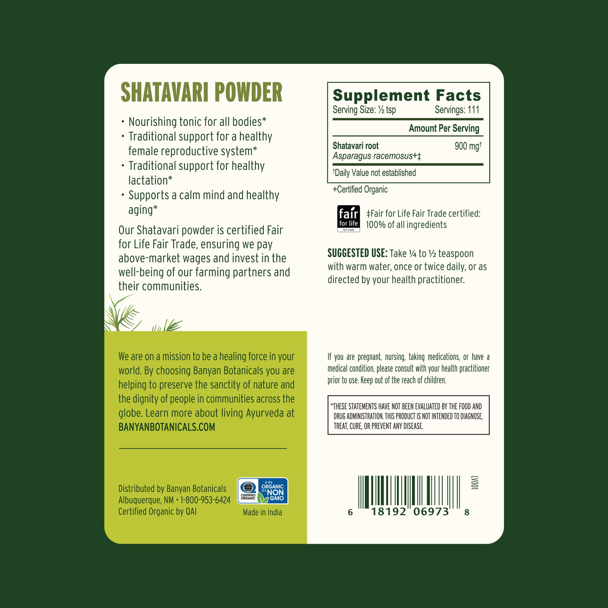 Banyan Botanicals Shatavari Root Powder mixed in warm water