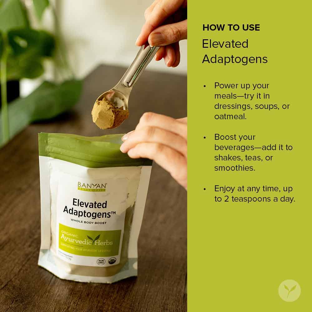 Banyan Botanicals support Adaptogens Organic Superfood Powder scoop