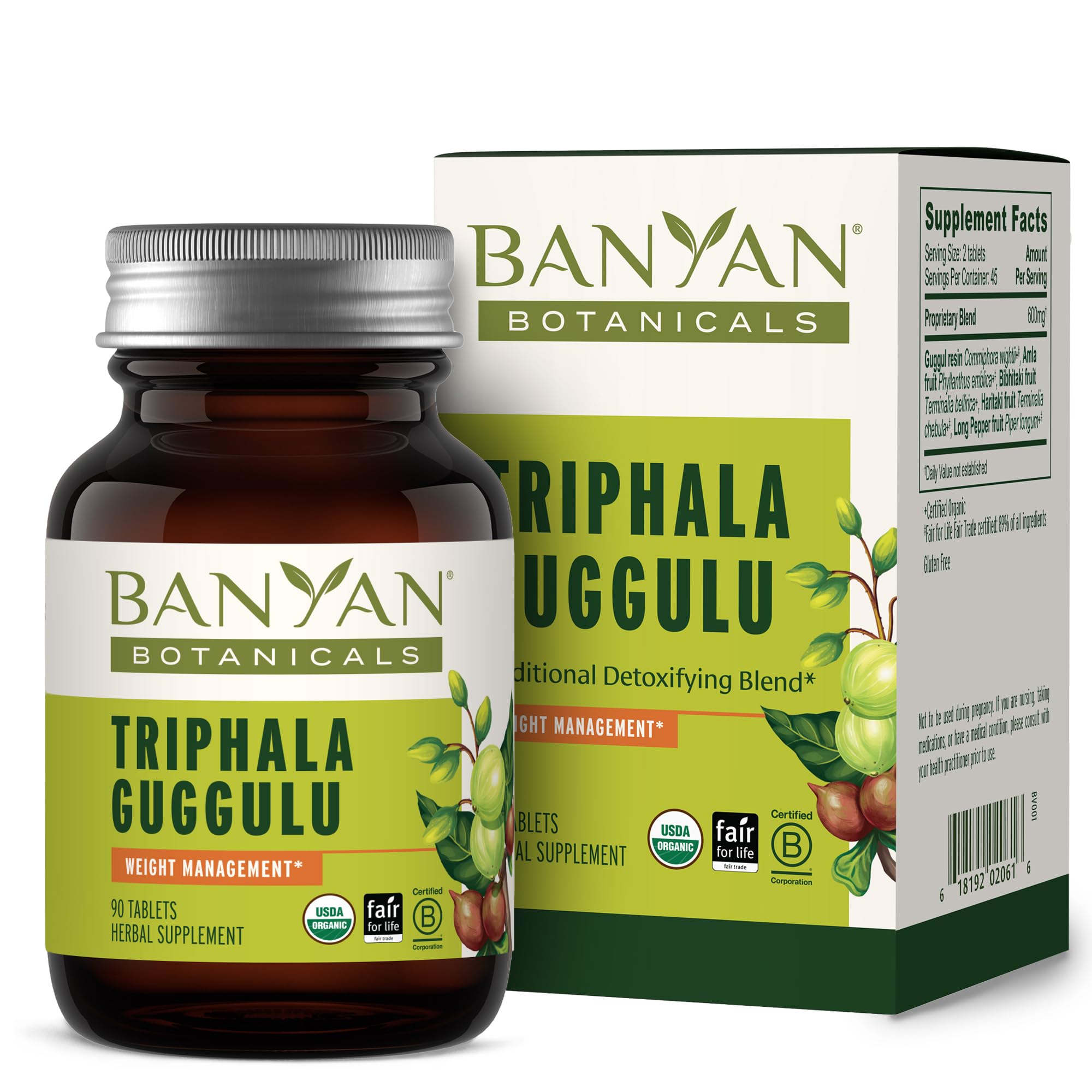 Banyan Botanicals Triphala Guggulu 300mg 90 Tablets front view
