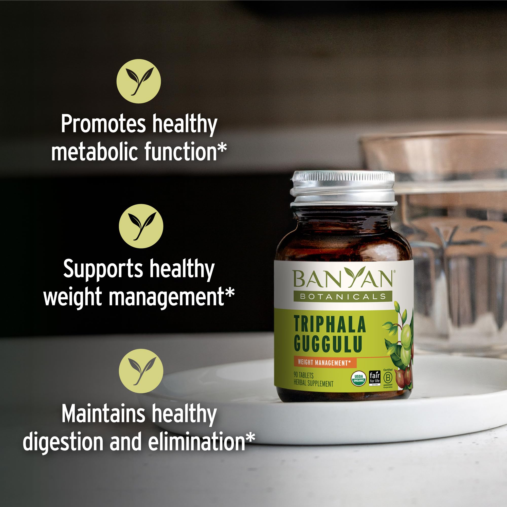 Banyan Botanicals Triphala Guggulu packaging side view