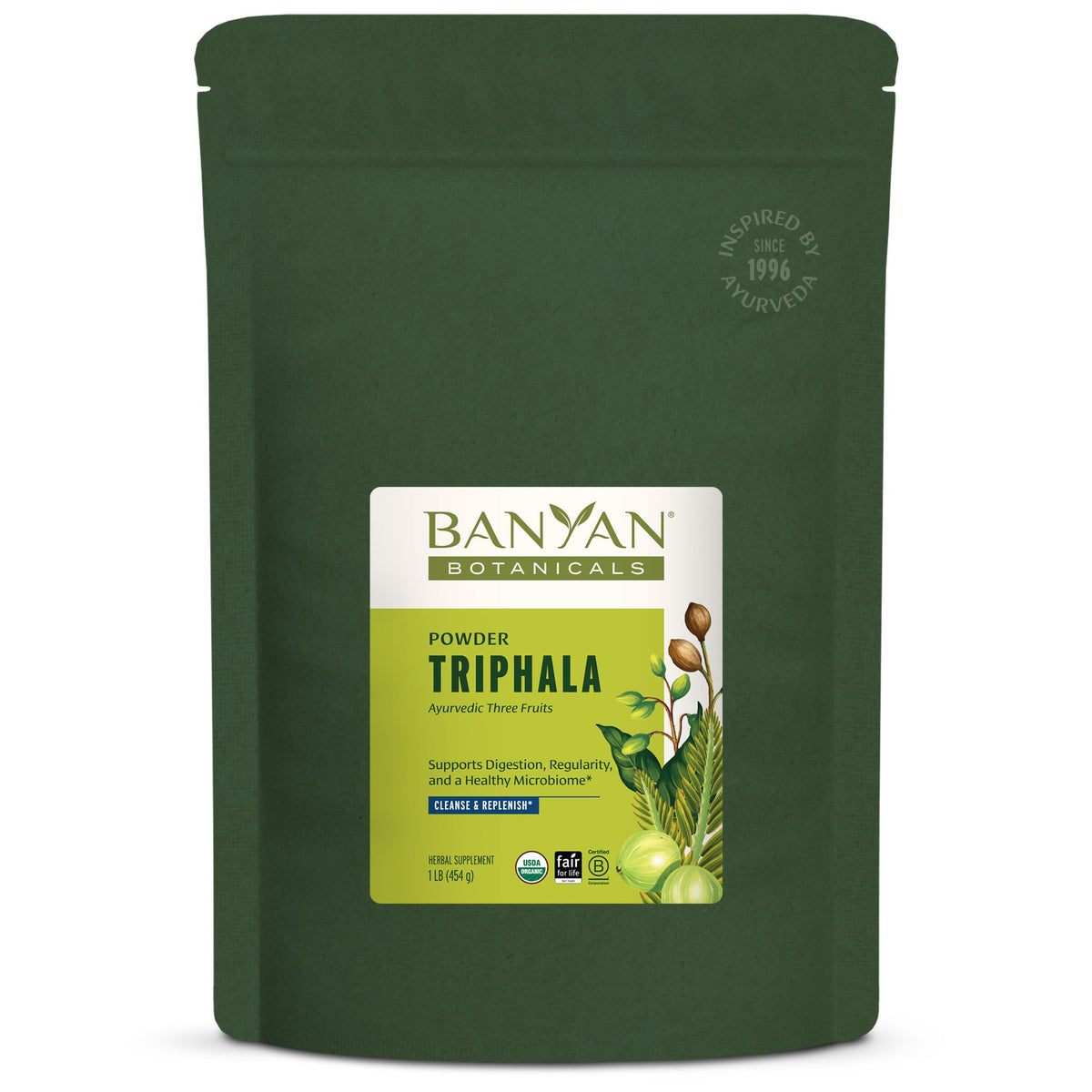 Banyan Botanicals Triphala Organic Powder 454g front view