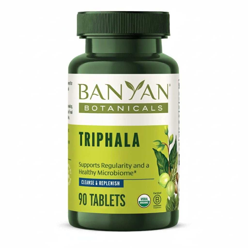 Banyan Botanicals Triphala Tablets 500mg front view of packaging