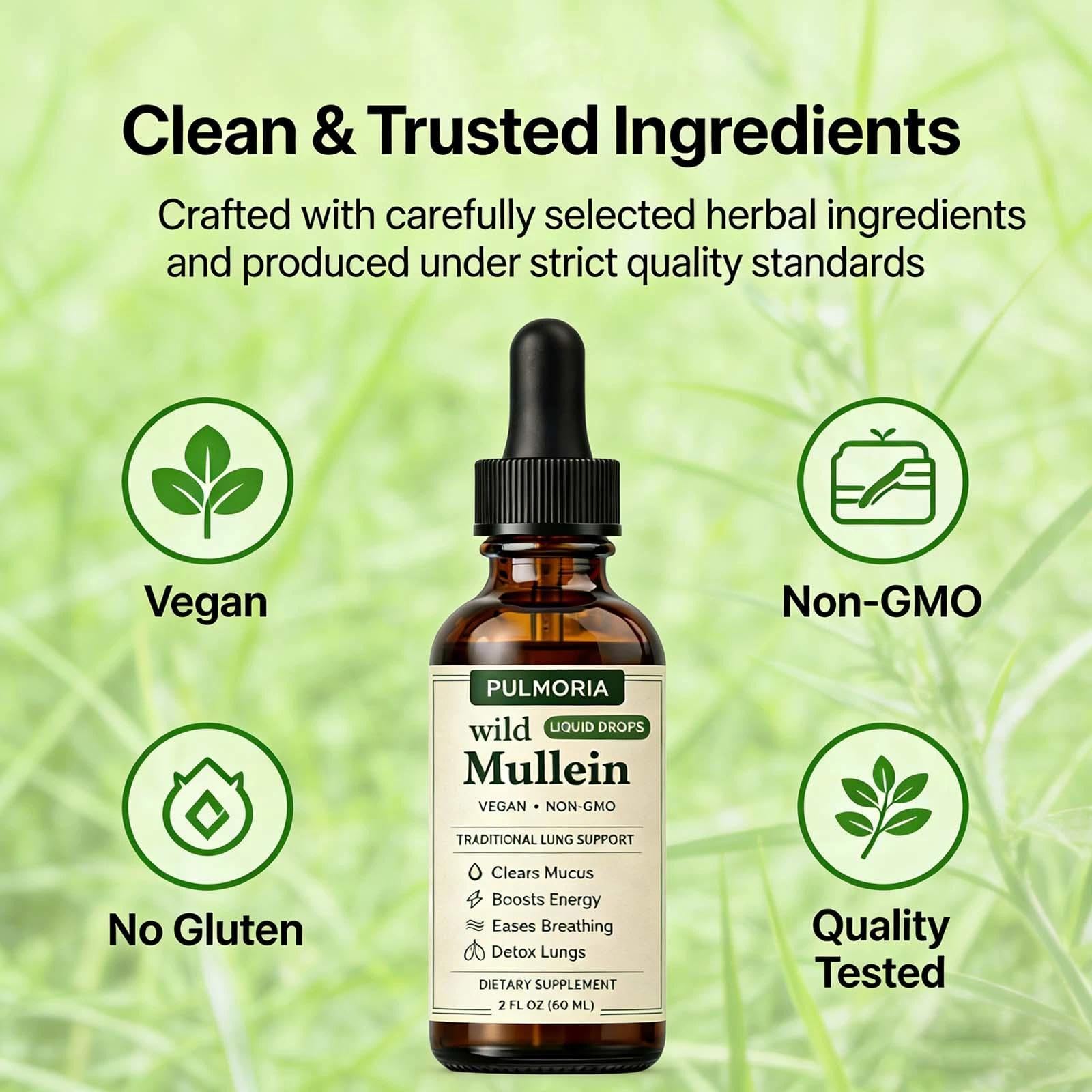 Bare Basics Mullein Liquid Drops 150g back view with dosage info