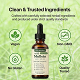 Bare Basics Mullein Liquid Drops 150g back view with dosage info
