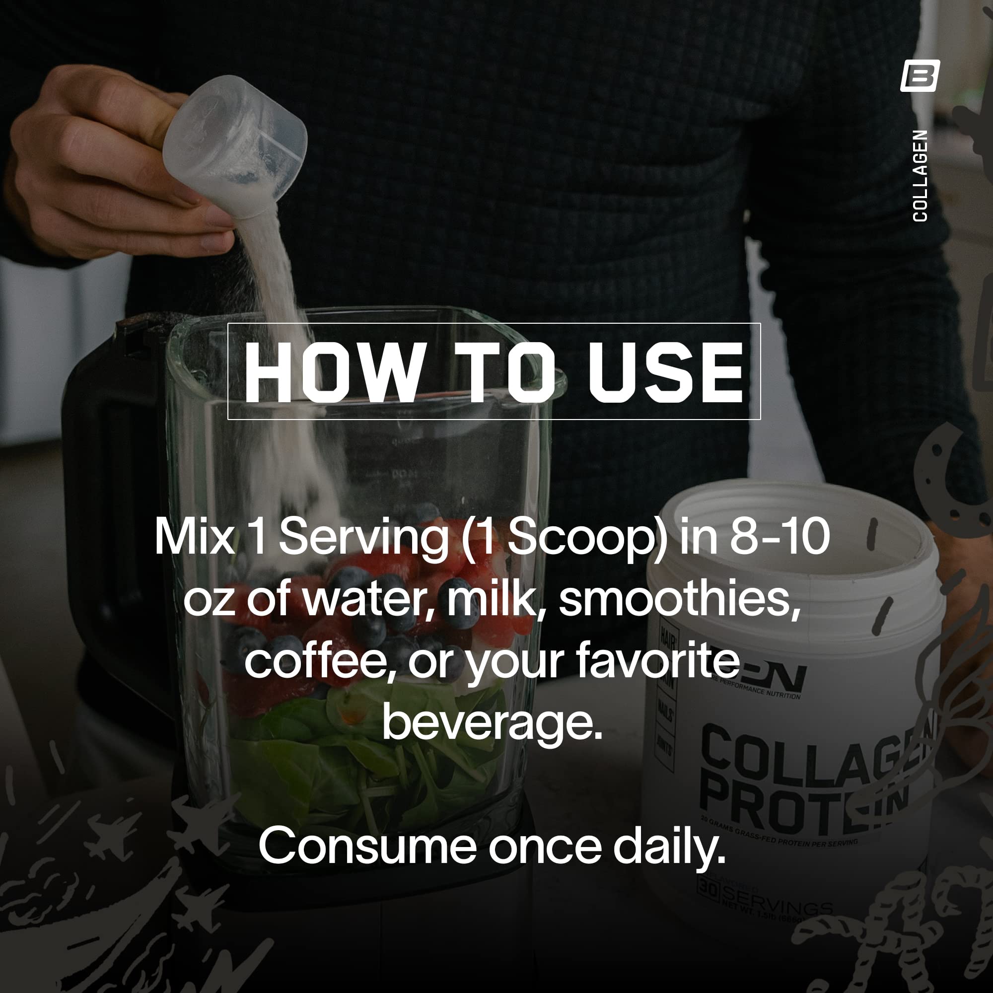 BARE PERFORMANCE NUTRITION Collagen Protein serving suggestion in a glass