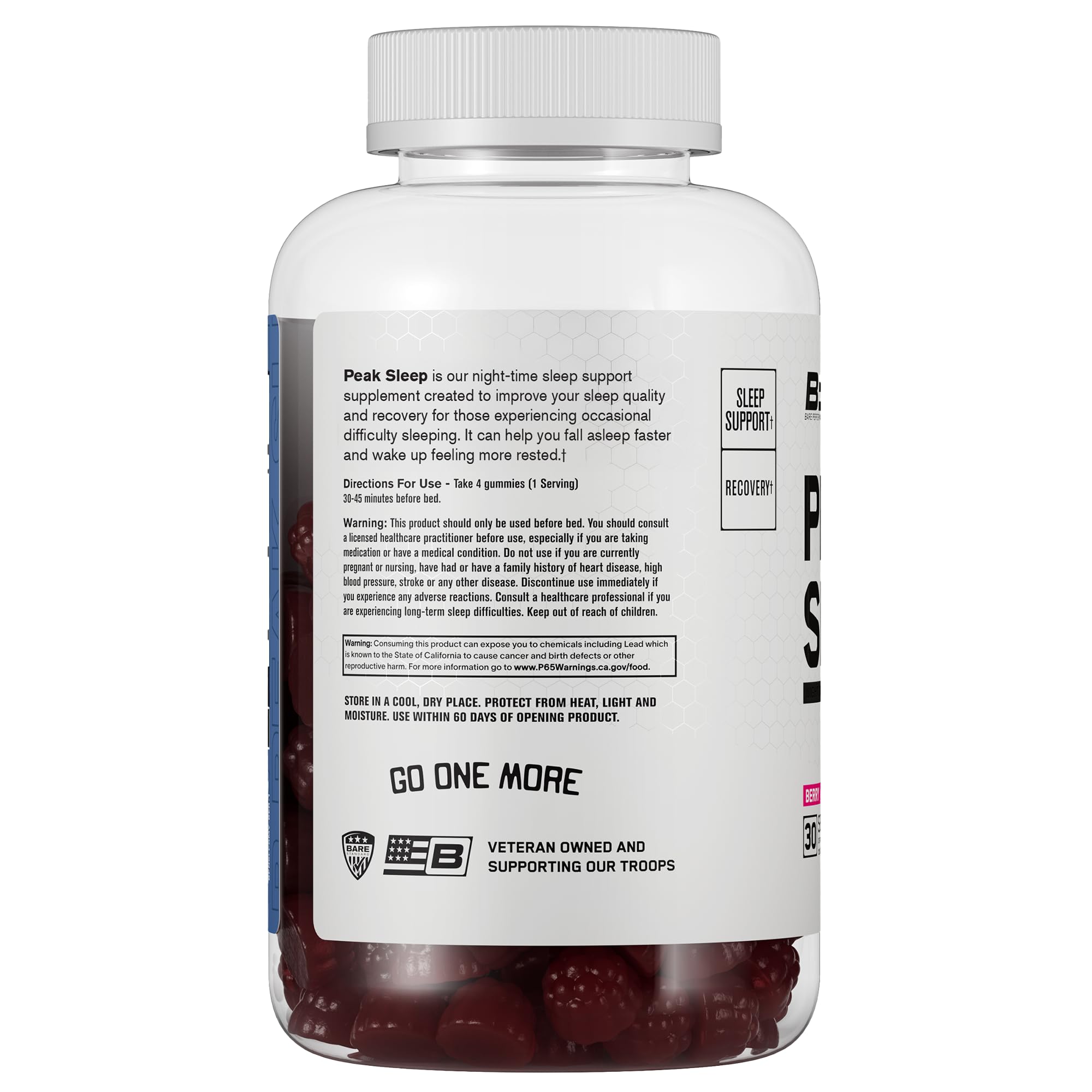 BARE PERFORMANCE NUTRITION Peak Sleep Gummies close-up of gummies