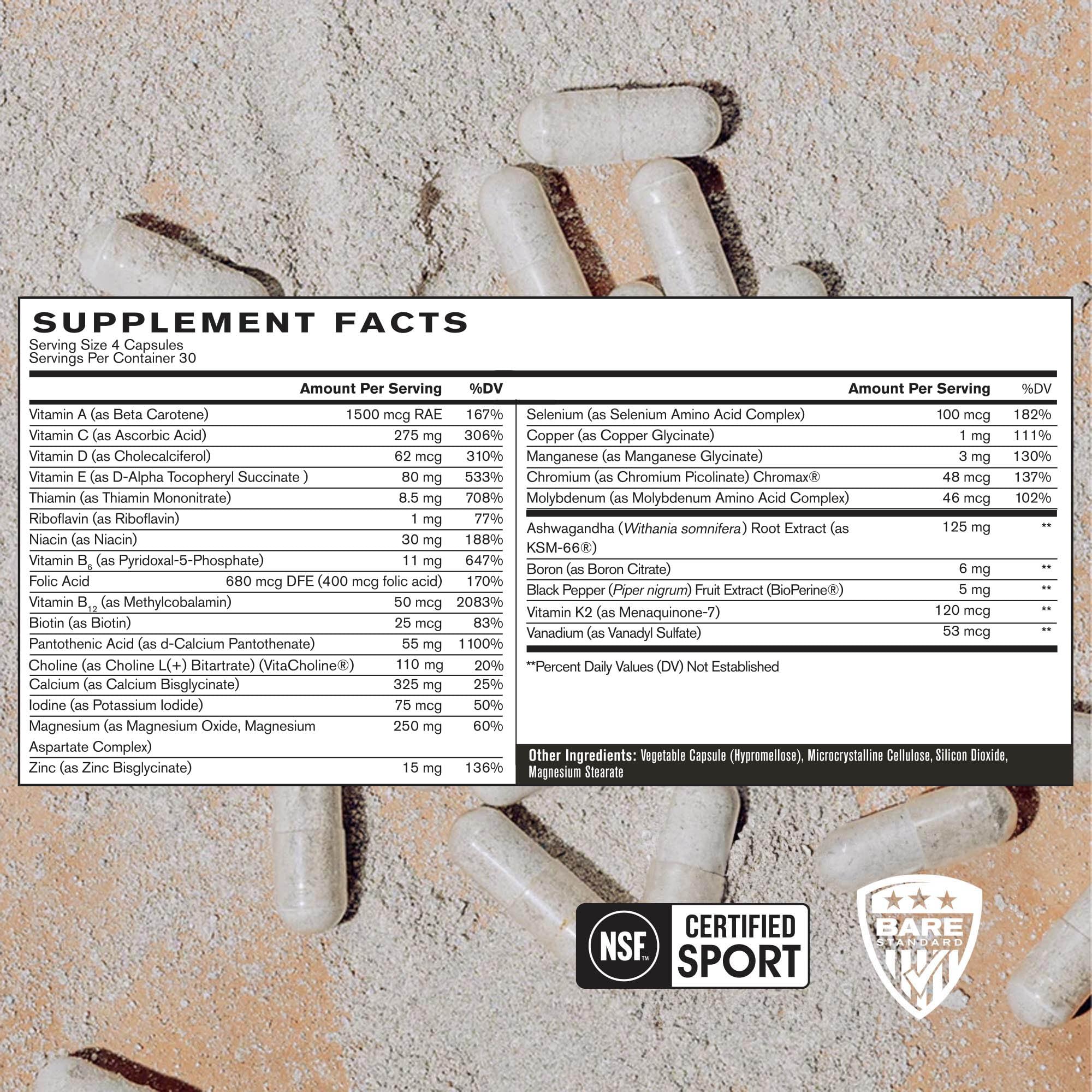 BARE PERFORMANCE NUTRITION Strong Multi-Vitamin capsule close-up