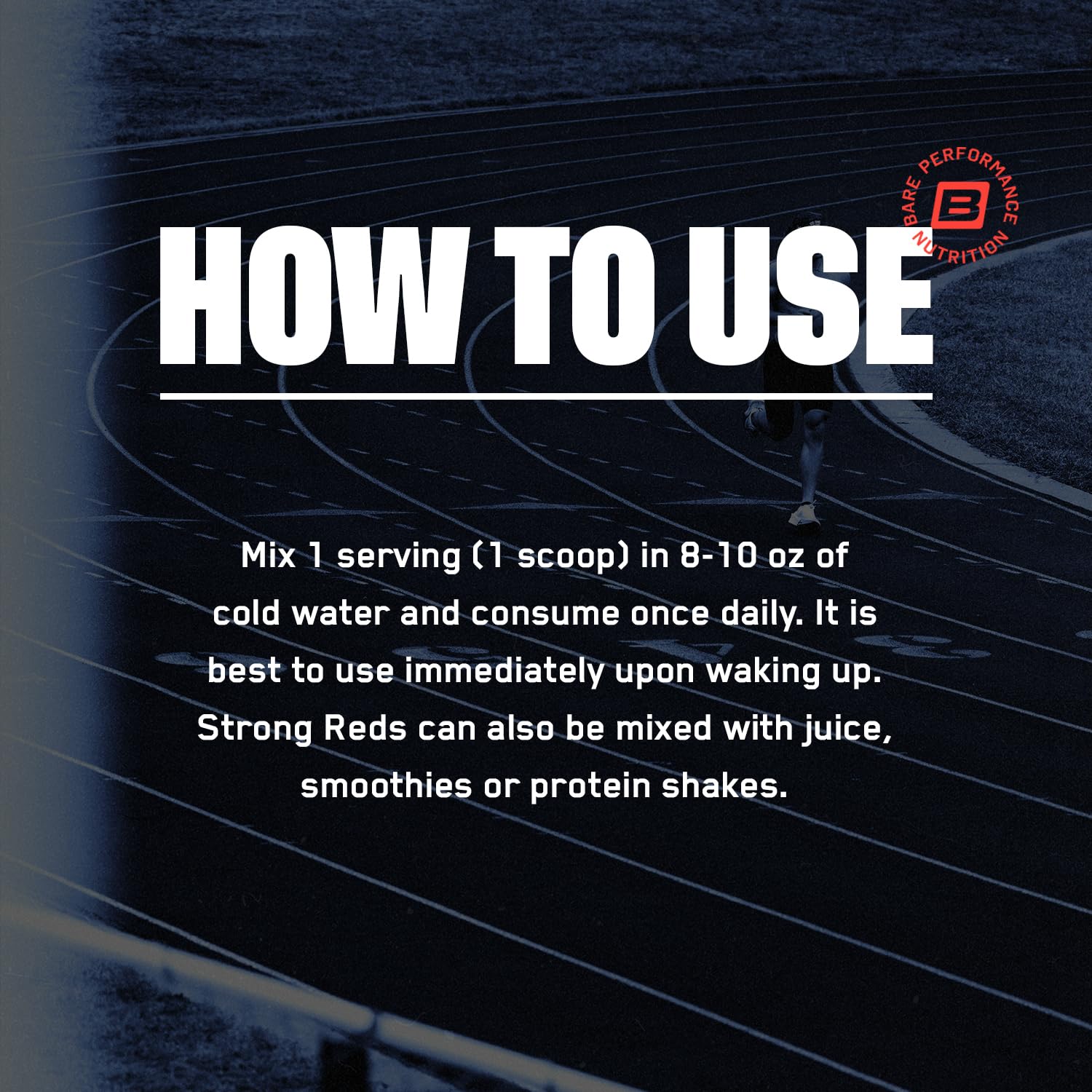 BARE PERFORMANCE NUTRITION STRONG REDS in a smoothie