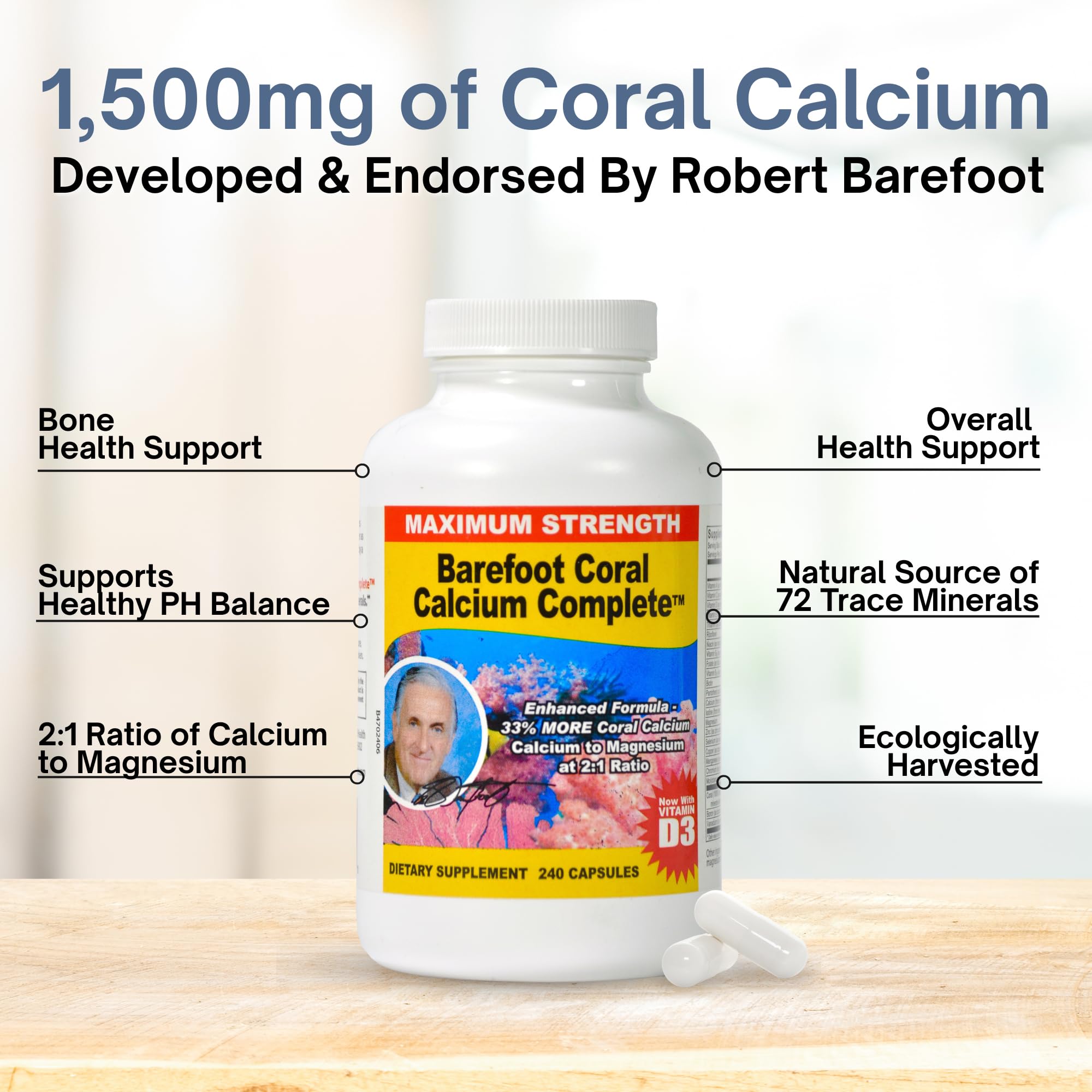 Barefoot Coral Calcium Complete 1500mg capsule close-up