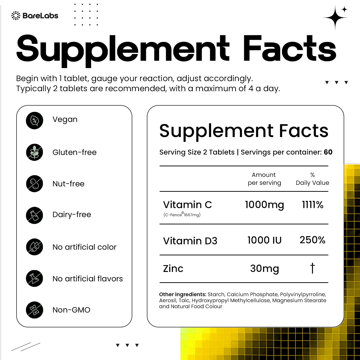 BareLabs Super C 1000mg Vitamin C capsules opened bottle