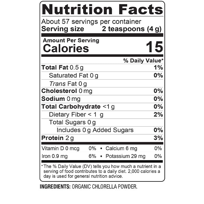 BareOrganics Chlorella Powder 254g packaging