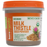 BareOrganics Organic Milk Thistle Powder 308g front view in reusable jar