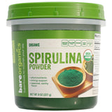 BareOrganics Organic Spirulina Powder 227g front view with packaging