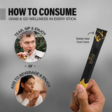 Bargad Shilajit Dark Chocolate Honey Sticks displayed on a kitchen counter