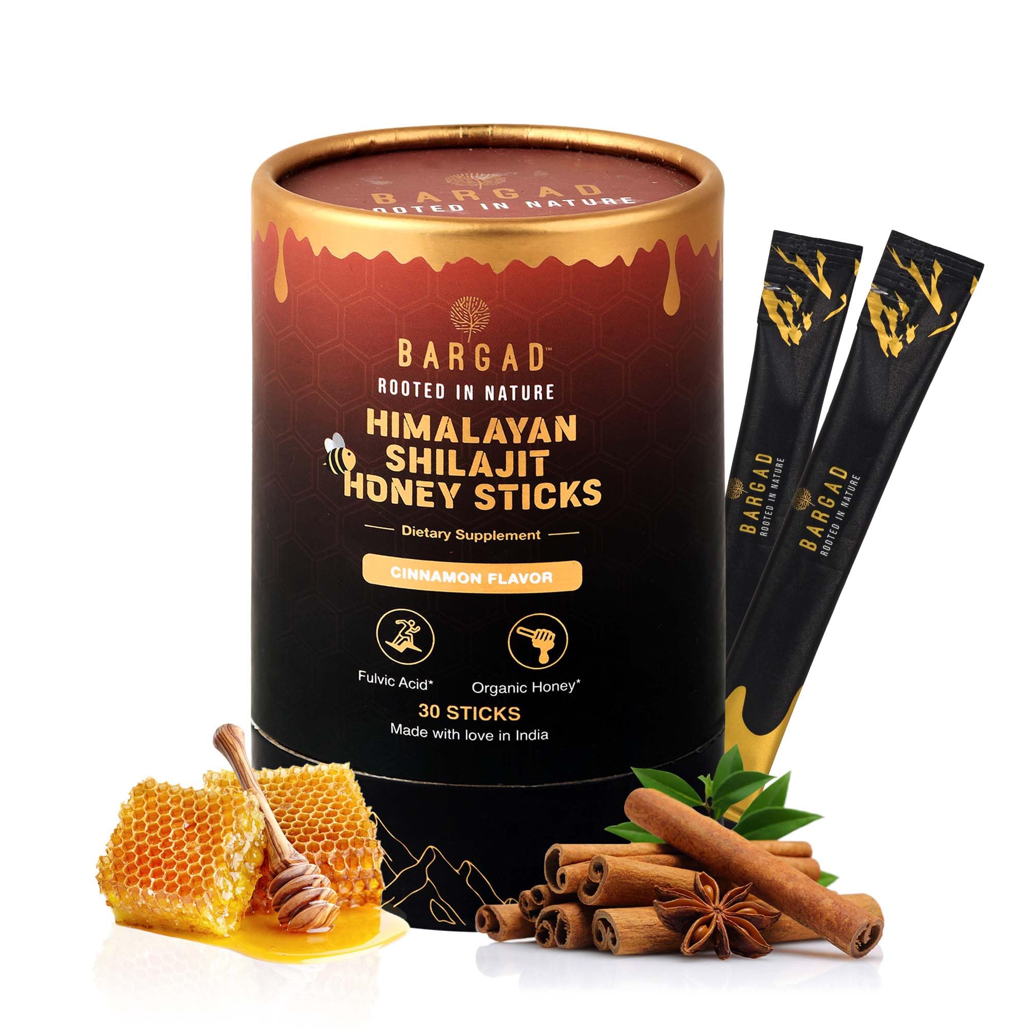 Bargad Shilajit Dark Chocolate Honey Sticks packaging front view