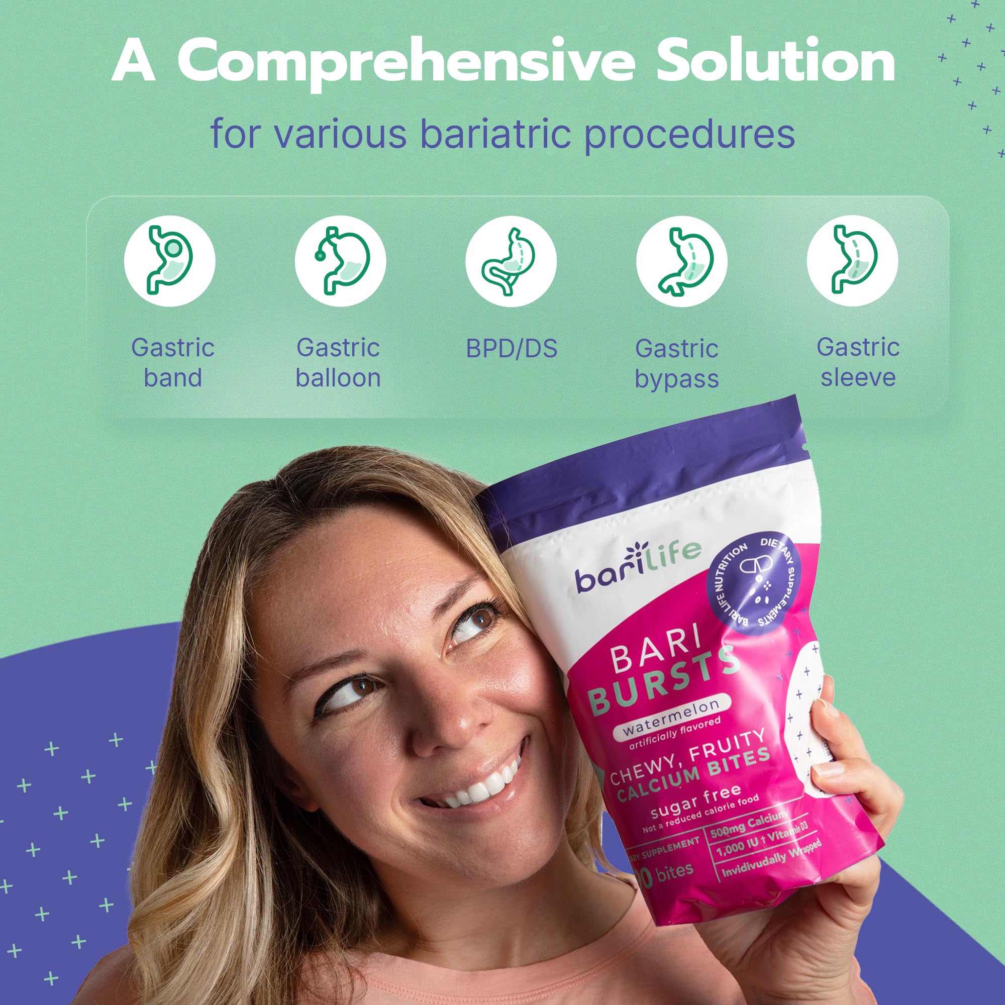 Bari Life Calcium Bites nutritional information on the back