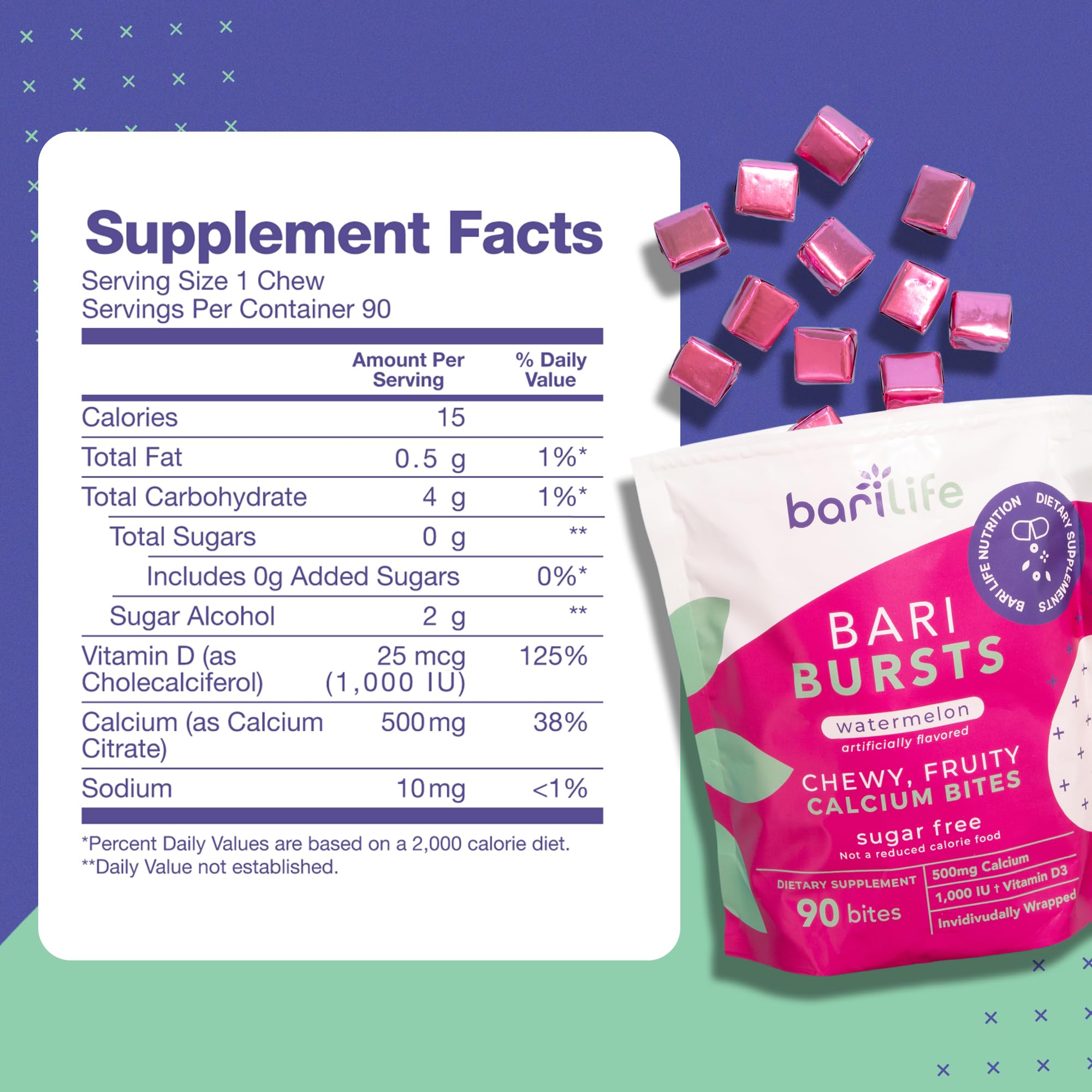 Bari Life Calcium Supplement showing dosage instructions on the label