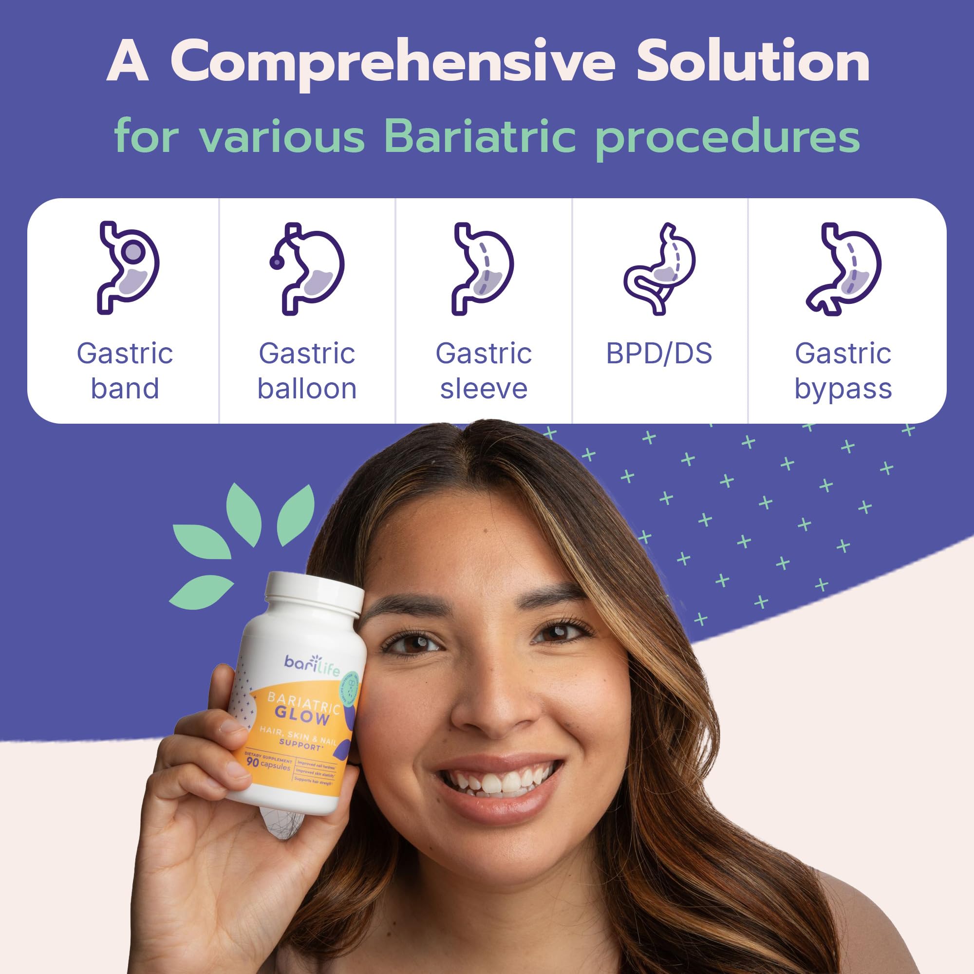 Bari Life Hair Growth Support Capsules displayed with lifestyle items