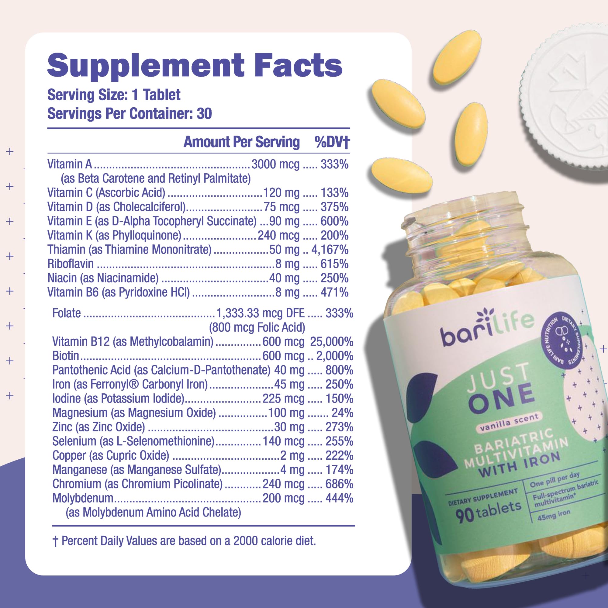 Bari Life Just One Once Daily Bariatric Multivitamin with Iron packaging