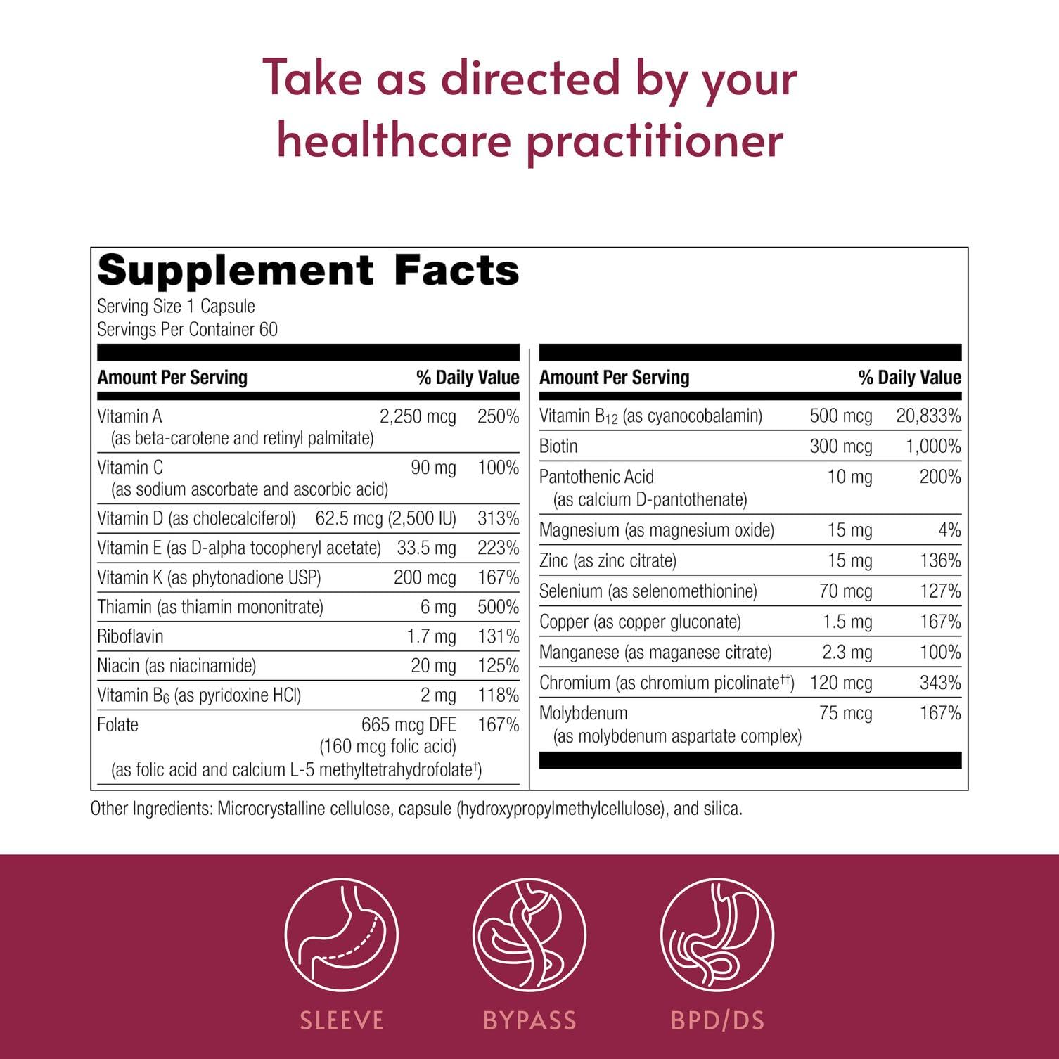 Bariatric Advantage ADEK Multivitamin 60 capsules on a wooden table