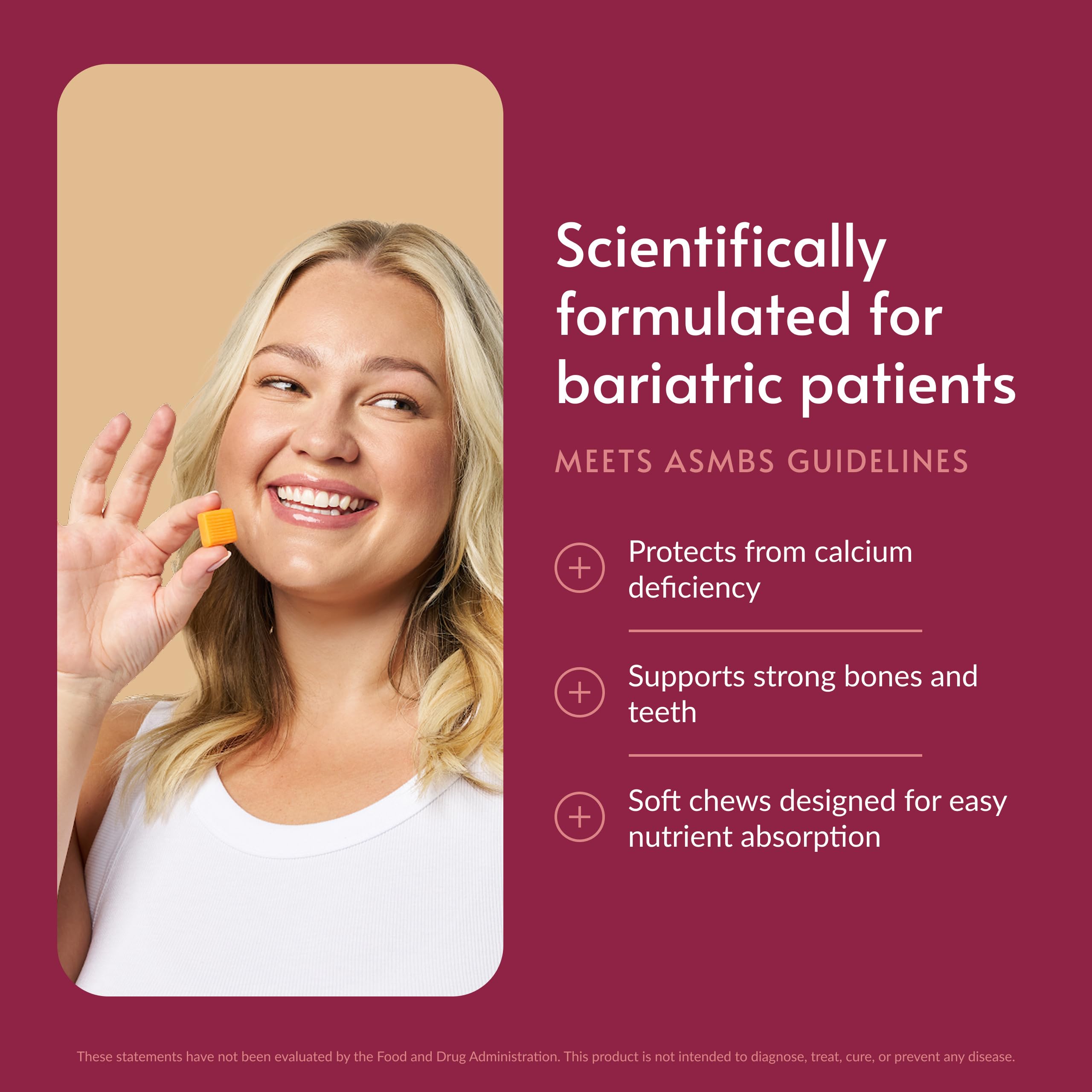 Bariatric Advantage Calcium Citrate Chewy Bites individual chew close-up