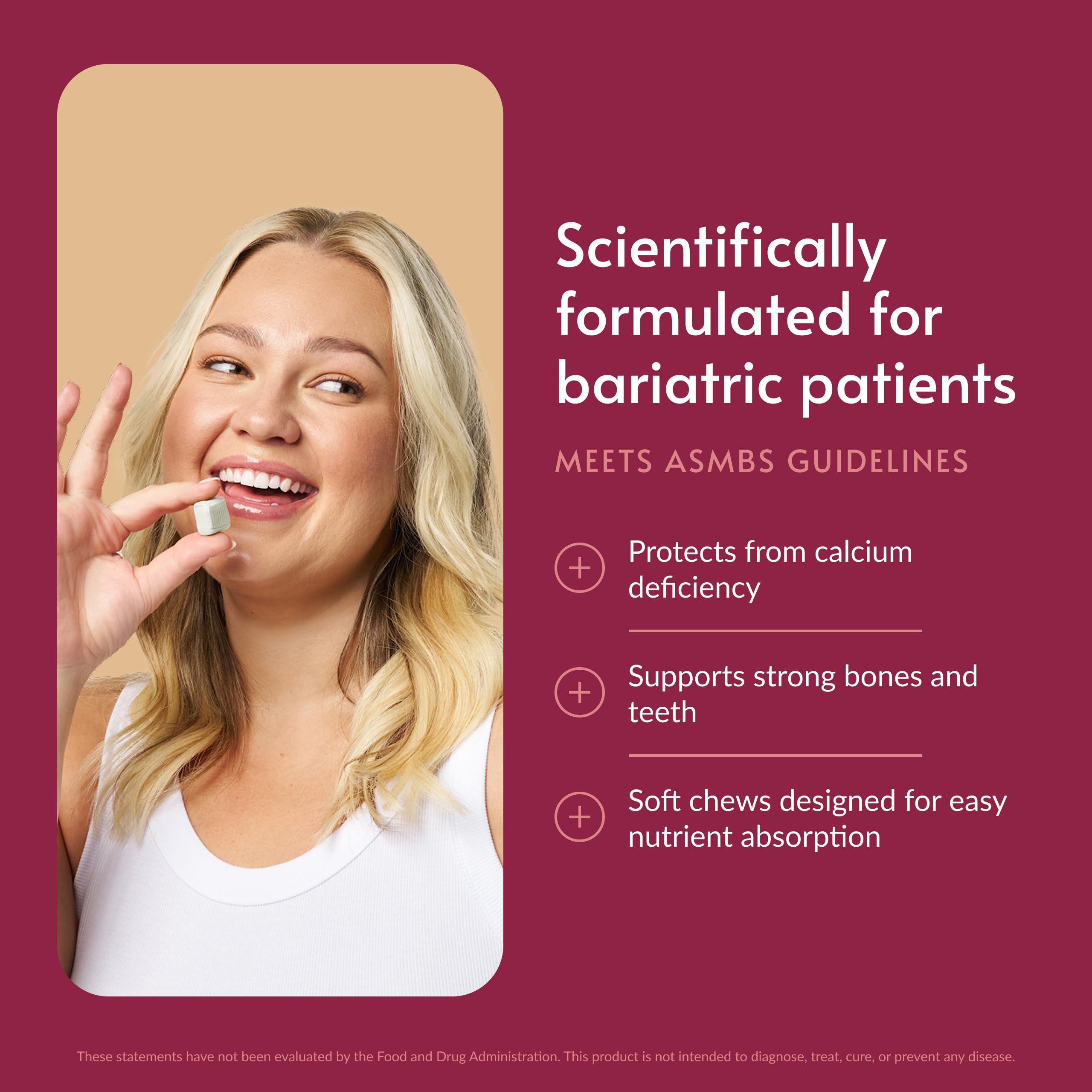 Bariatric Advantage Calcium Citrate Chewy Bites individual chew close-up