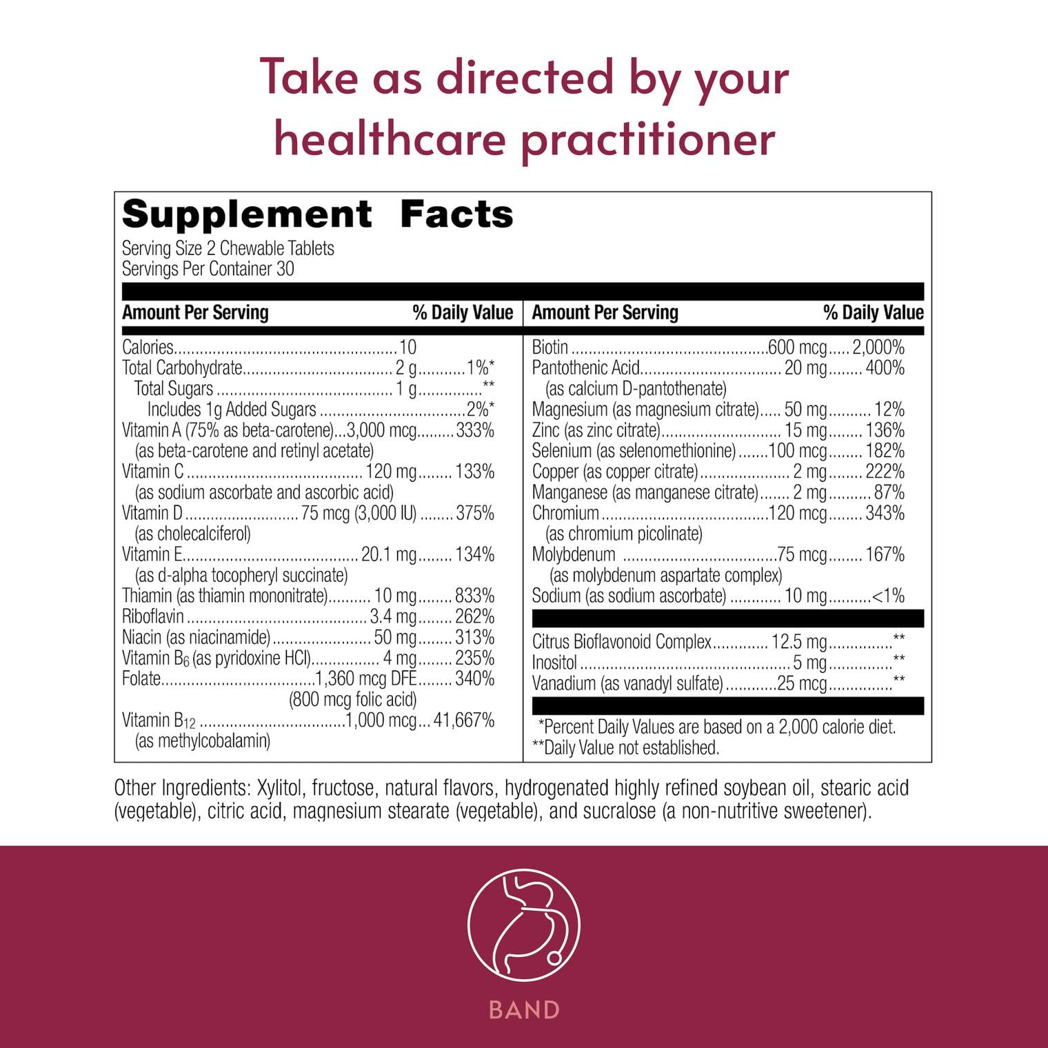 Bariatric Advantage Chewable Multivitamins nutritional information