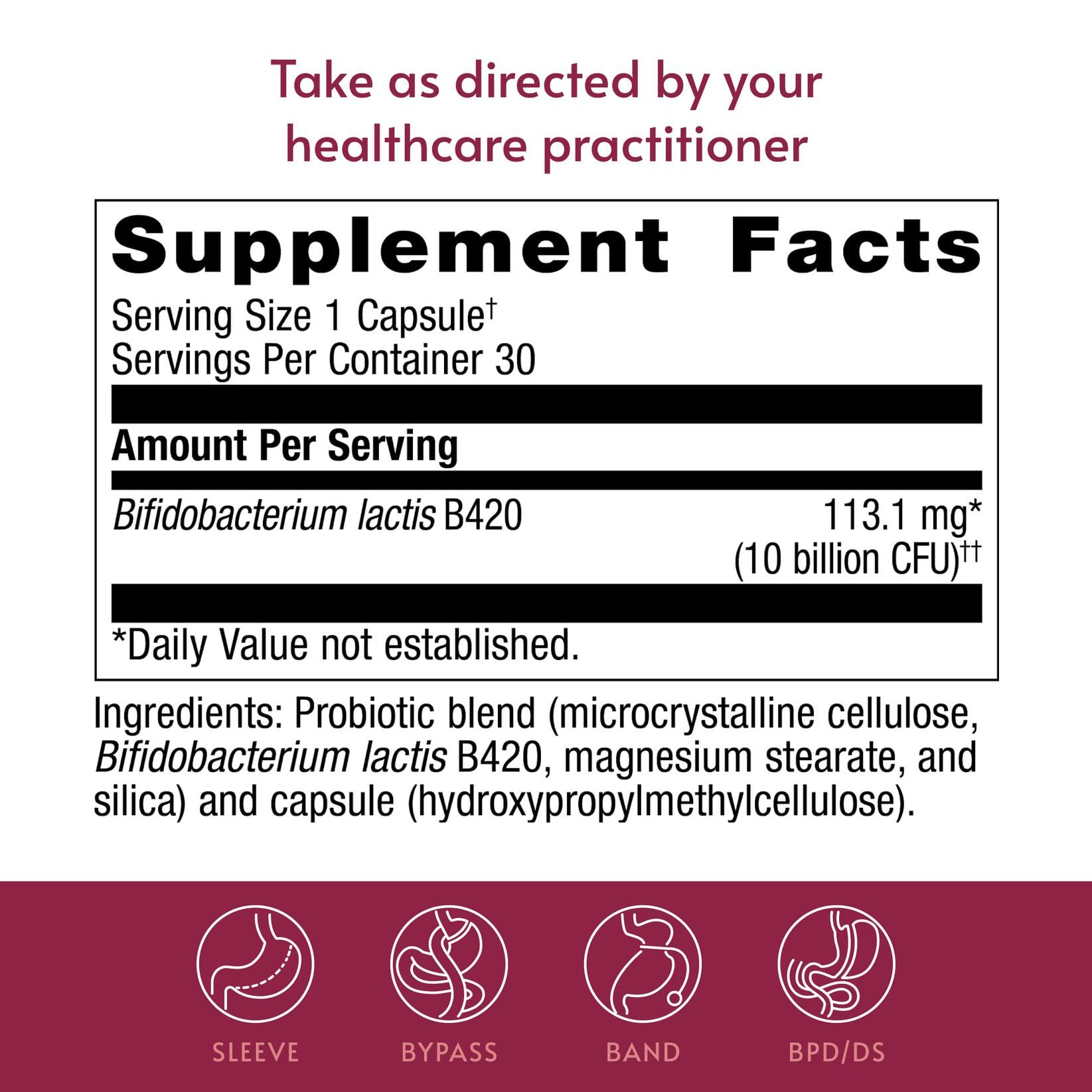 Bariatric Advantage Probiotic Supplement ingredients list