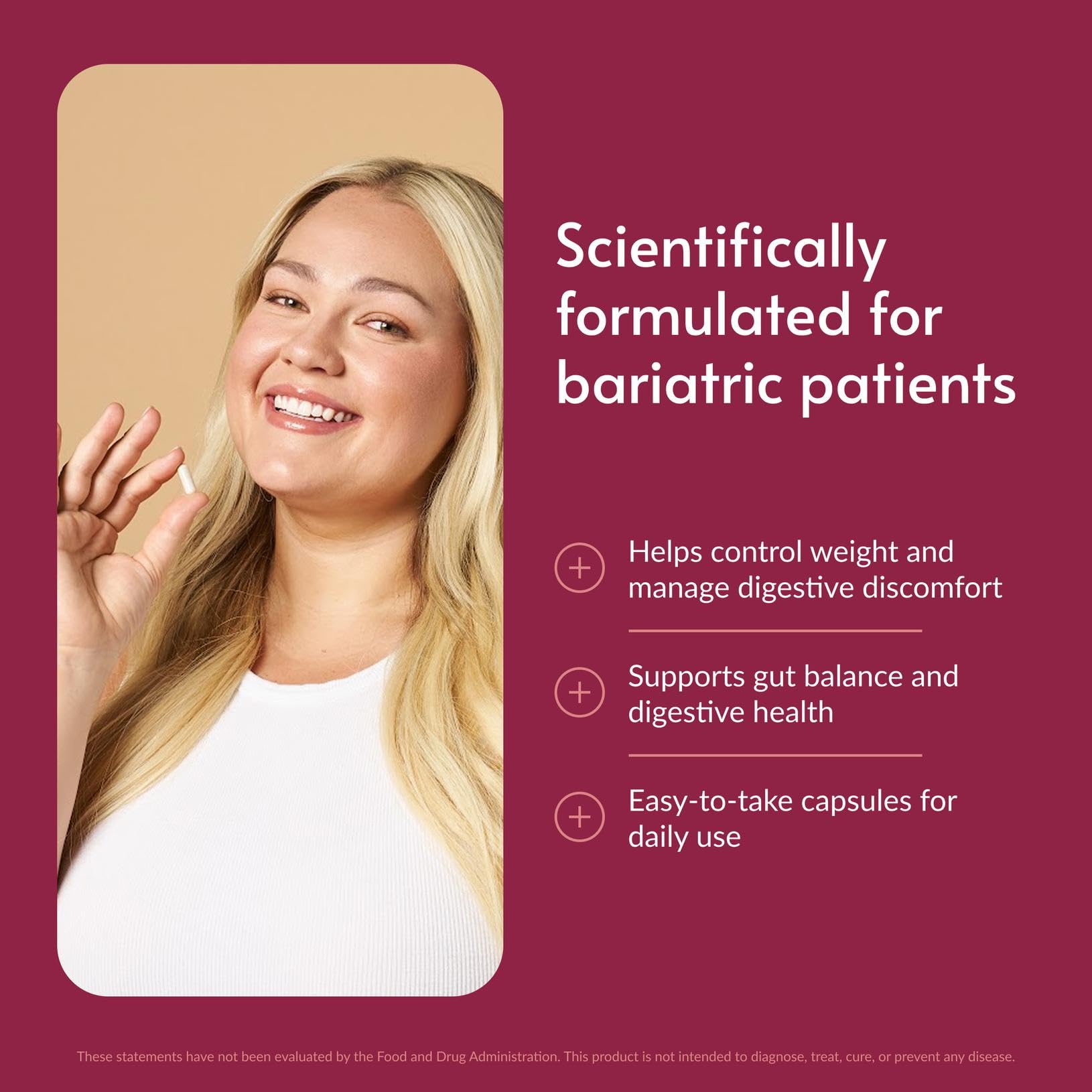 Bariatric Advantage Probiotic Supplement side view showing capsule details