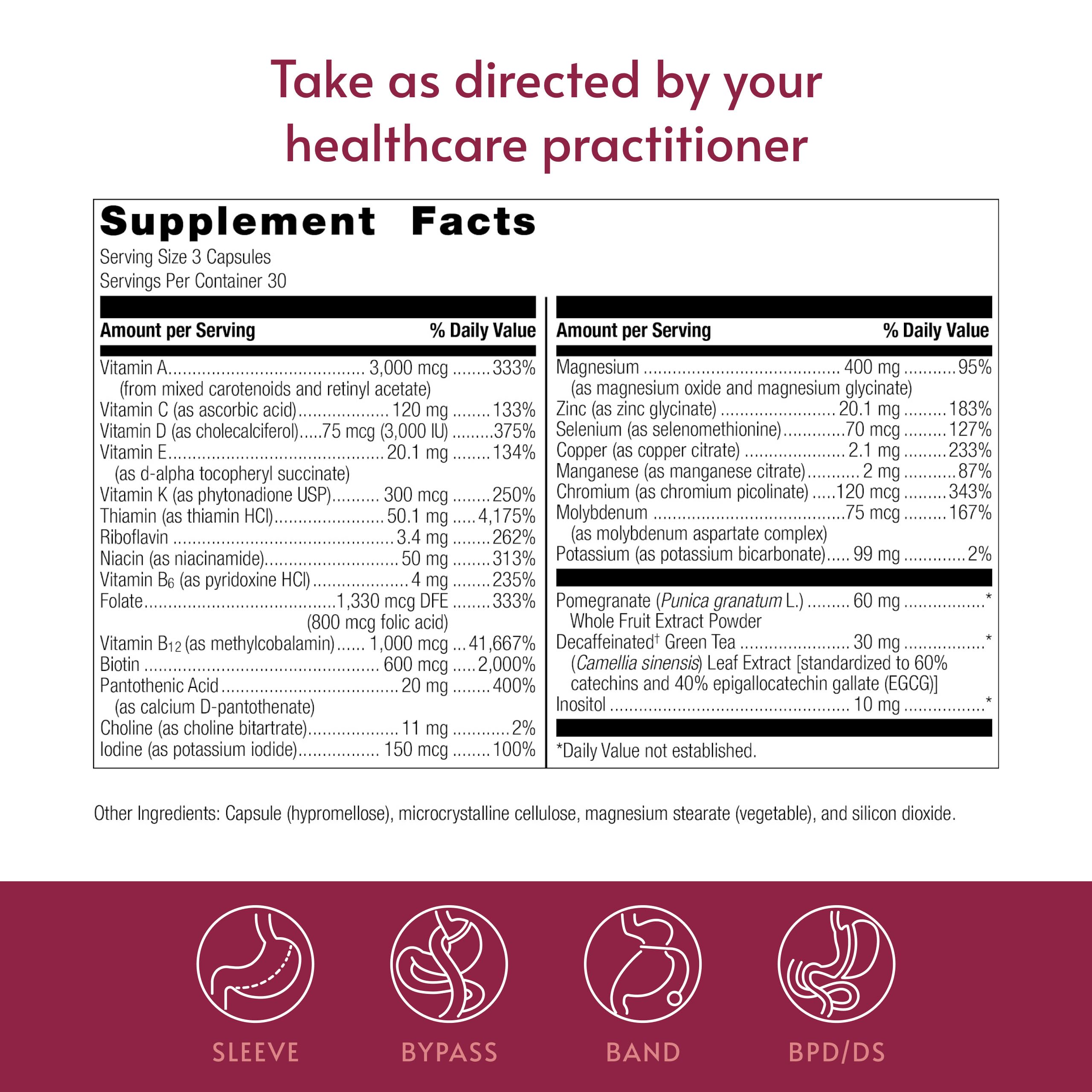 Bariatric Advantage Ultra Multi with Iron multivitamin capsules ingredients list