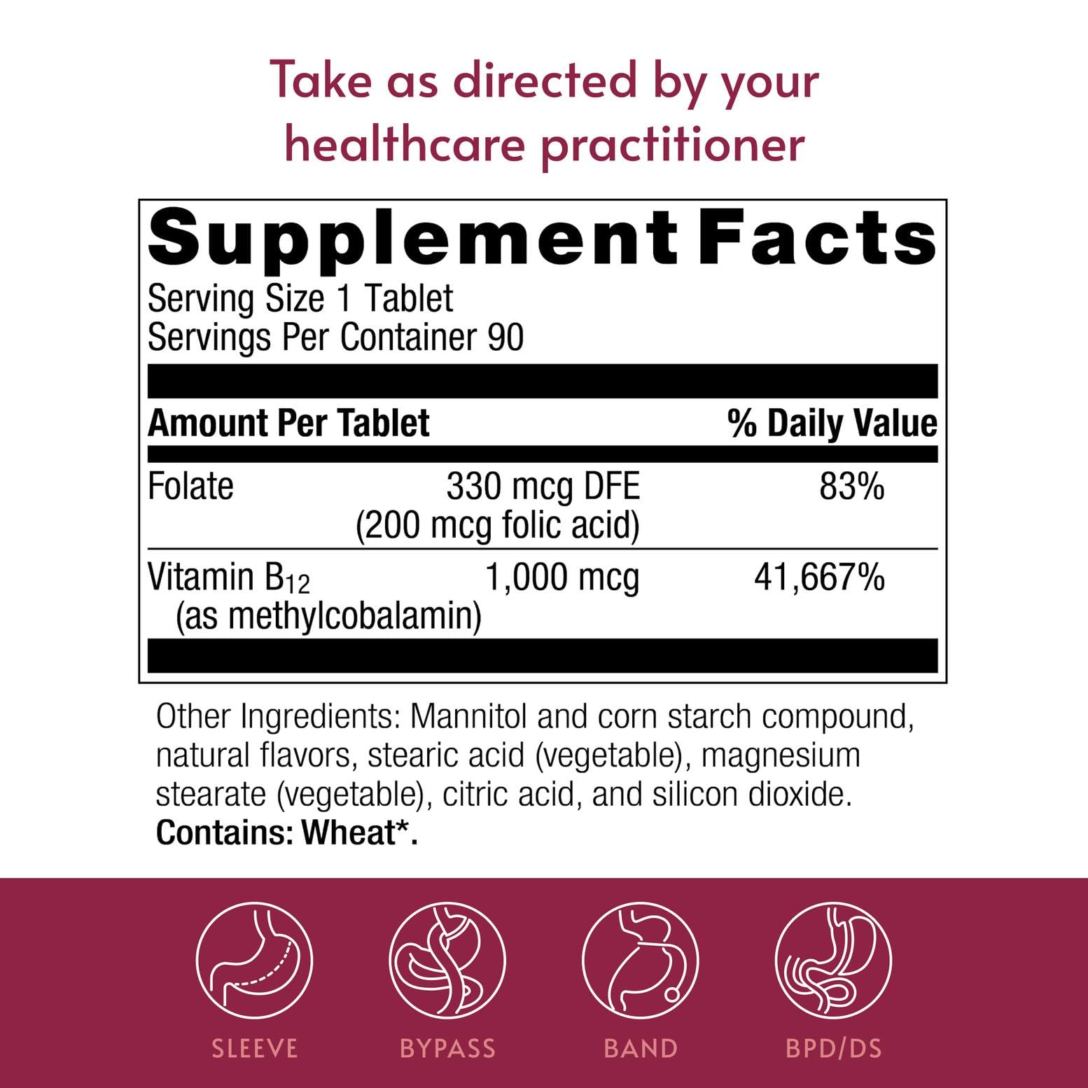 Bariatric Advantage Vitamin B12 Supplement 1000 mcg side view