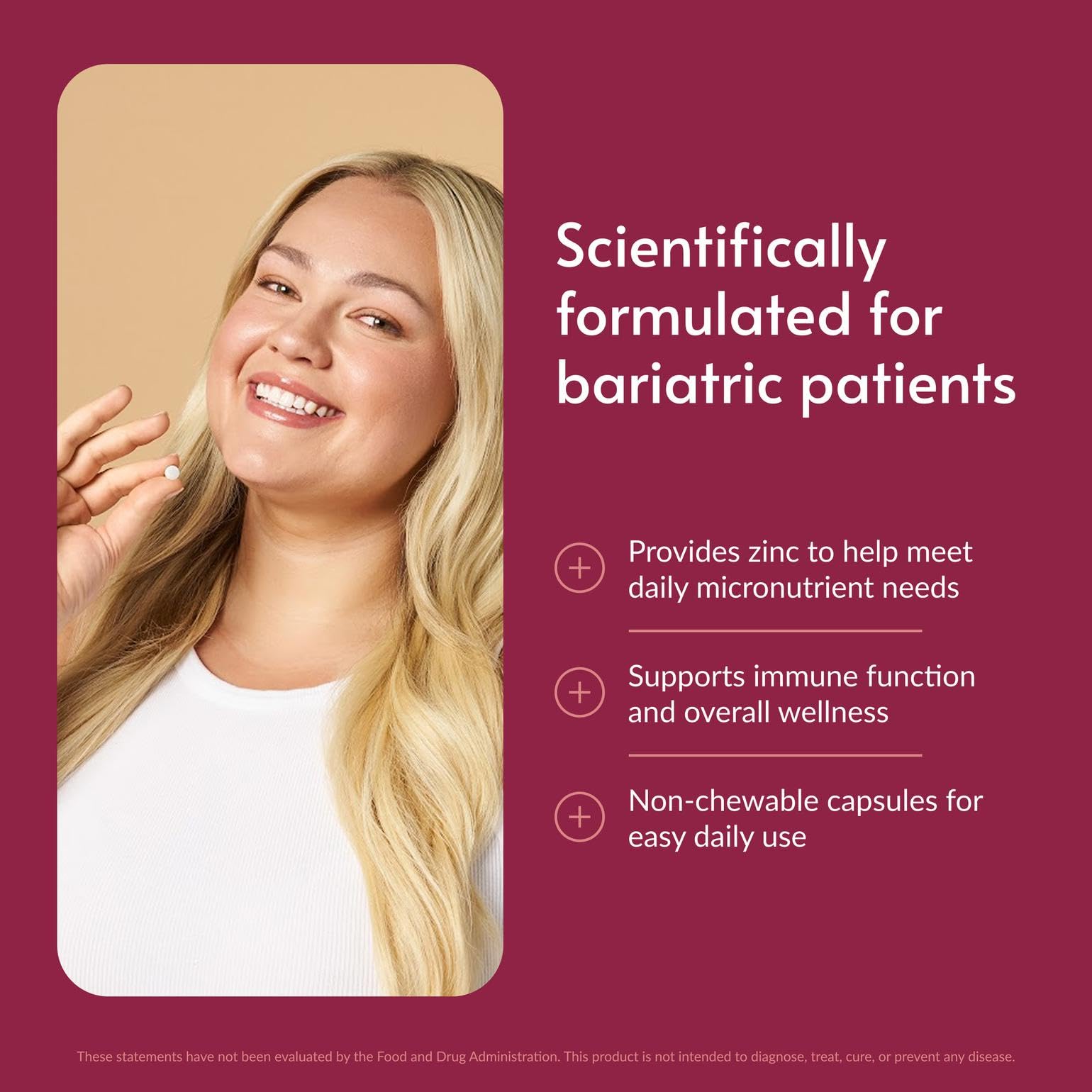 Bariatric Advantage Zinc Chelate Tablets 20mg side view