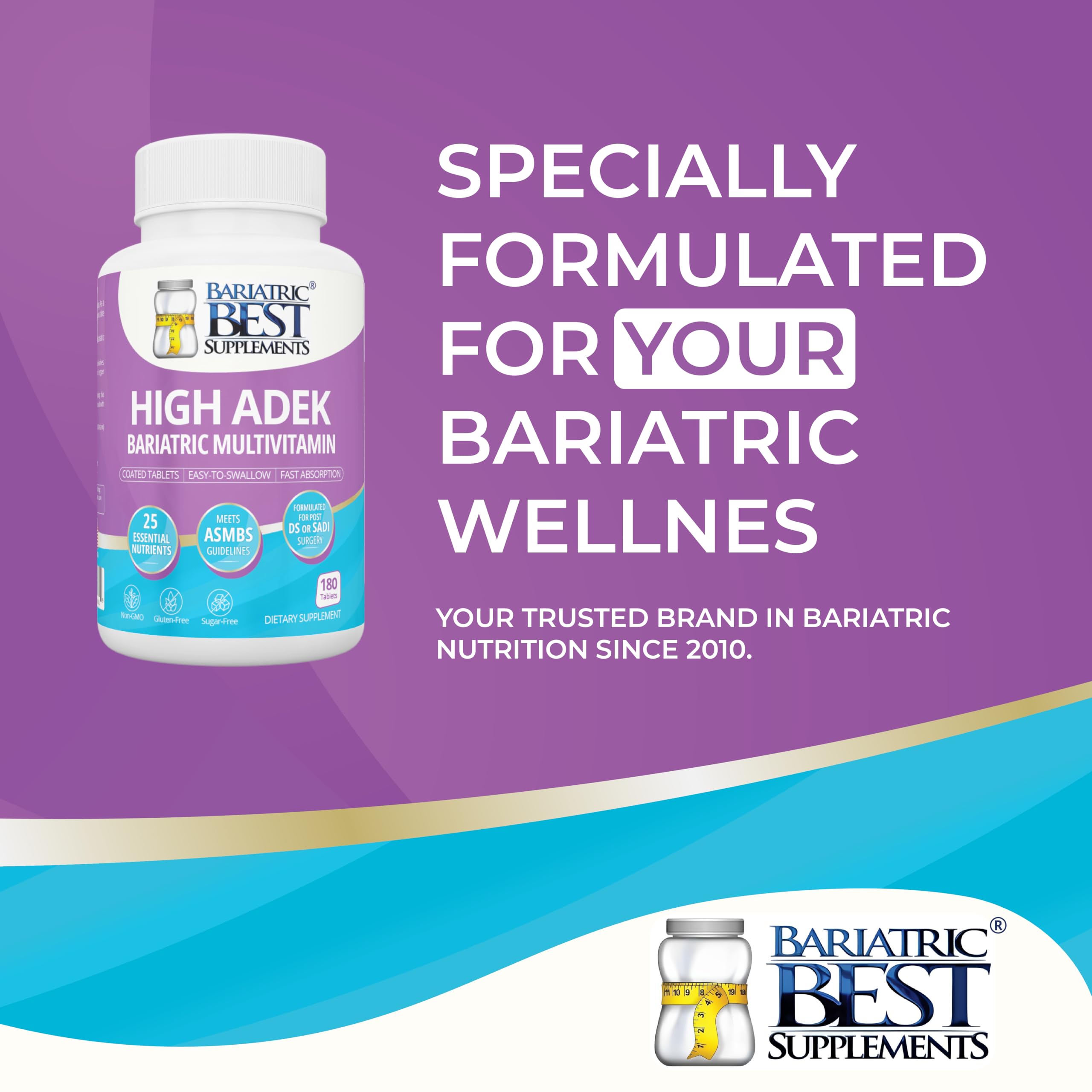 Bariatric Best High ADEK Multivitamin bottle with two tablets