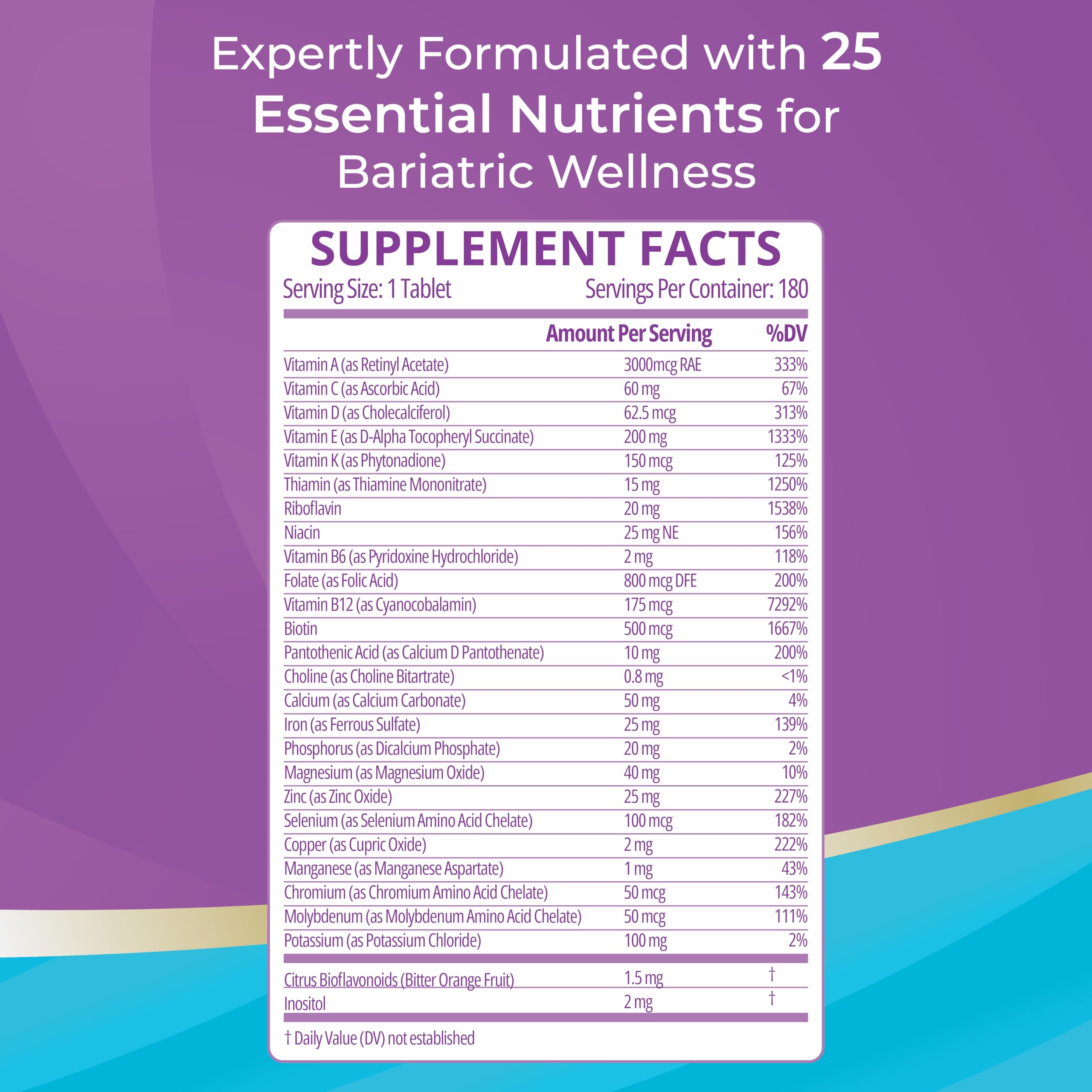 Bariatric Best High ADEK Multivitamin with ingredients list