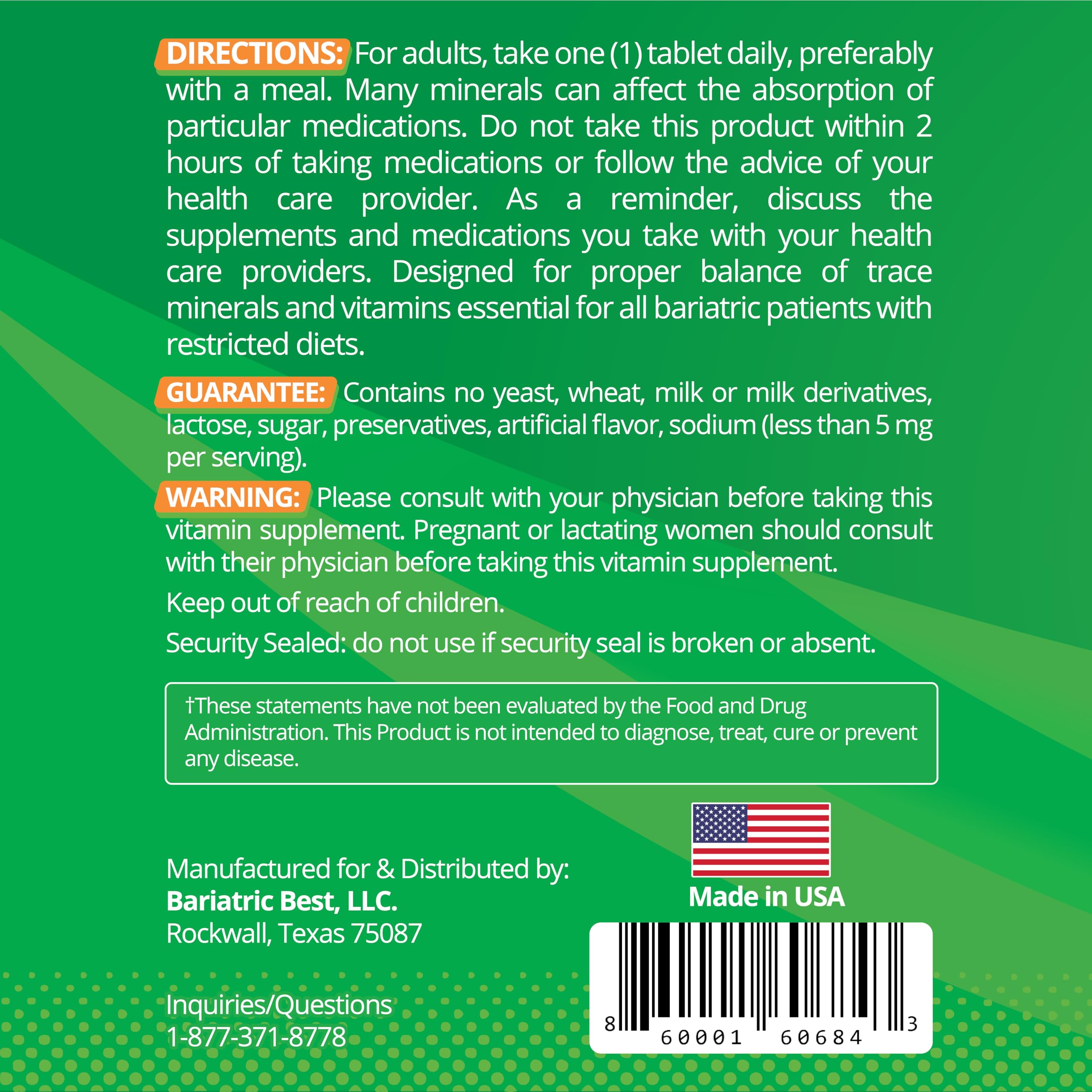 Bariatric Best Supplements Multivitamin Tablets close-up of tablets