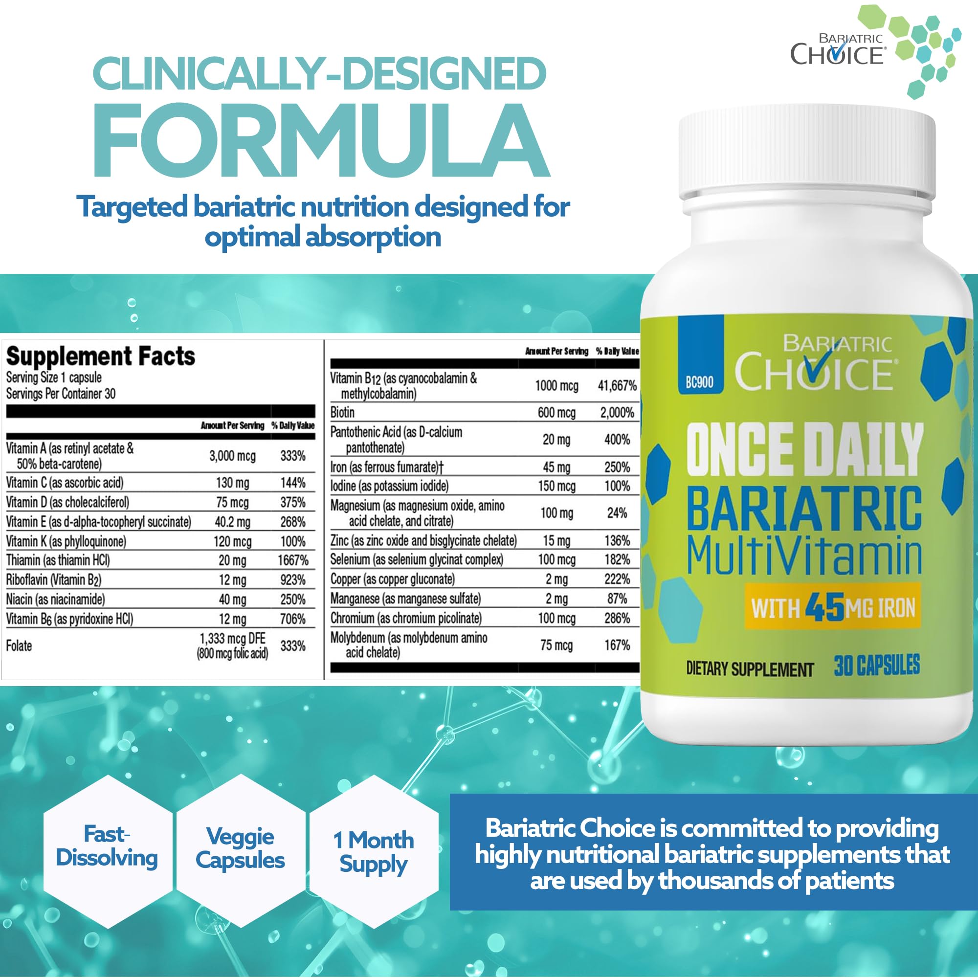 Bariatric Choice multivitamin capsule with measuring spoon