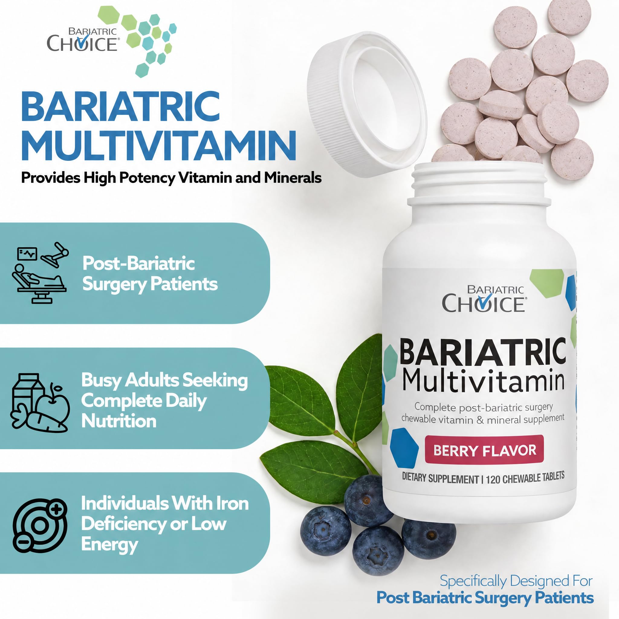 Bariatric Choice Multivitamin with a glass of water
