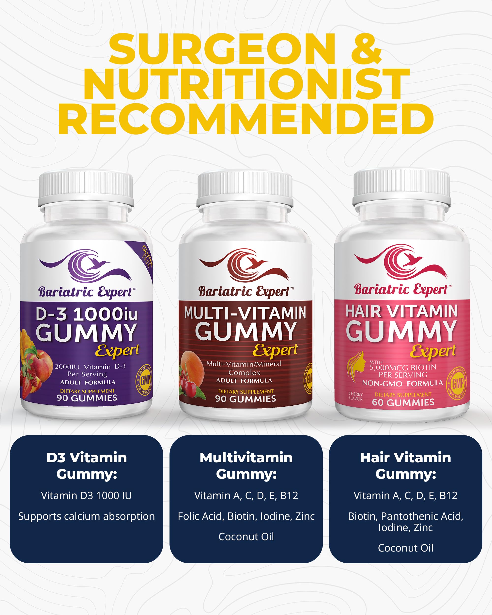 Bariatric Food Expert Gummy Multivitamin nutritional label