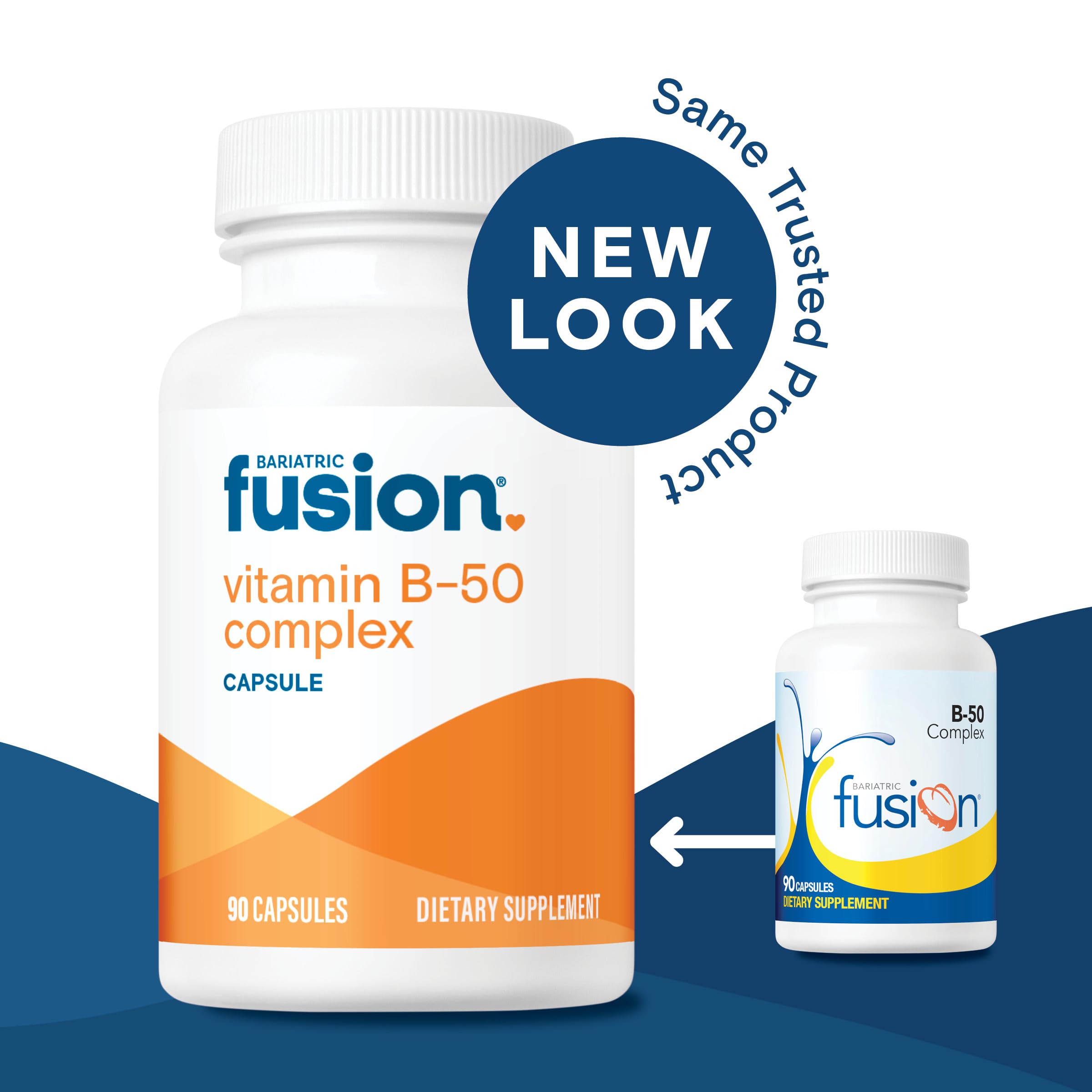 Bariatric Fusion B-Complex Vitamin capsules on a wooden surface